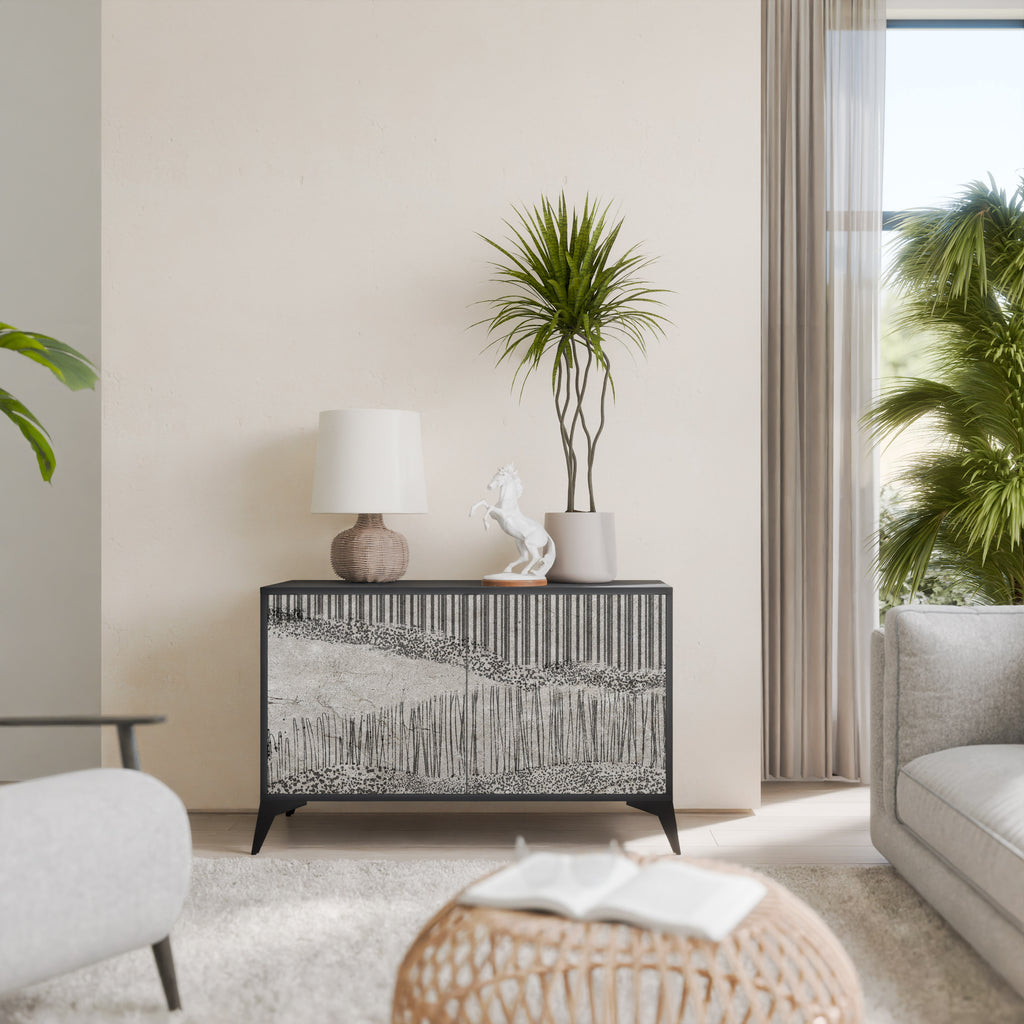 GRAIN LINES 2-Door Sideboard in Black Finish
