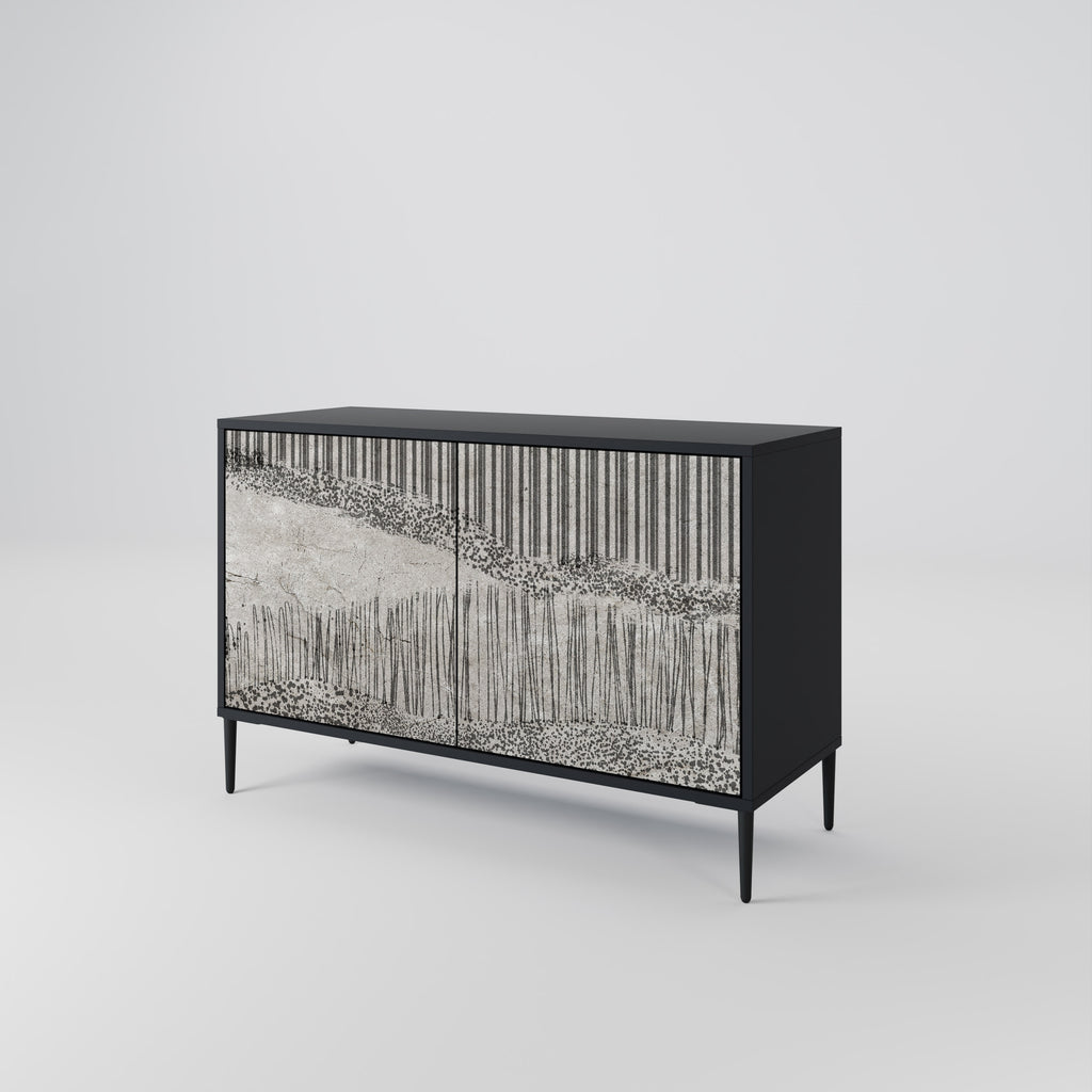 GRAIN LINES 2-Door Sideboard in Black Finish