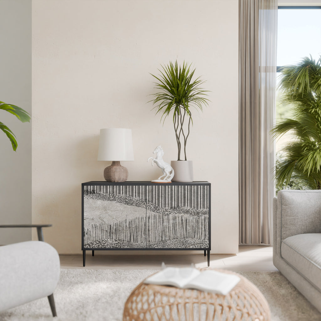 GRAIN LINES 2-Door Sideboard in Black Finish