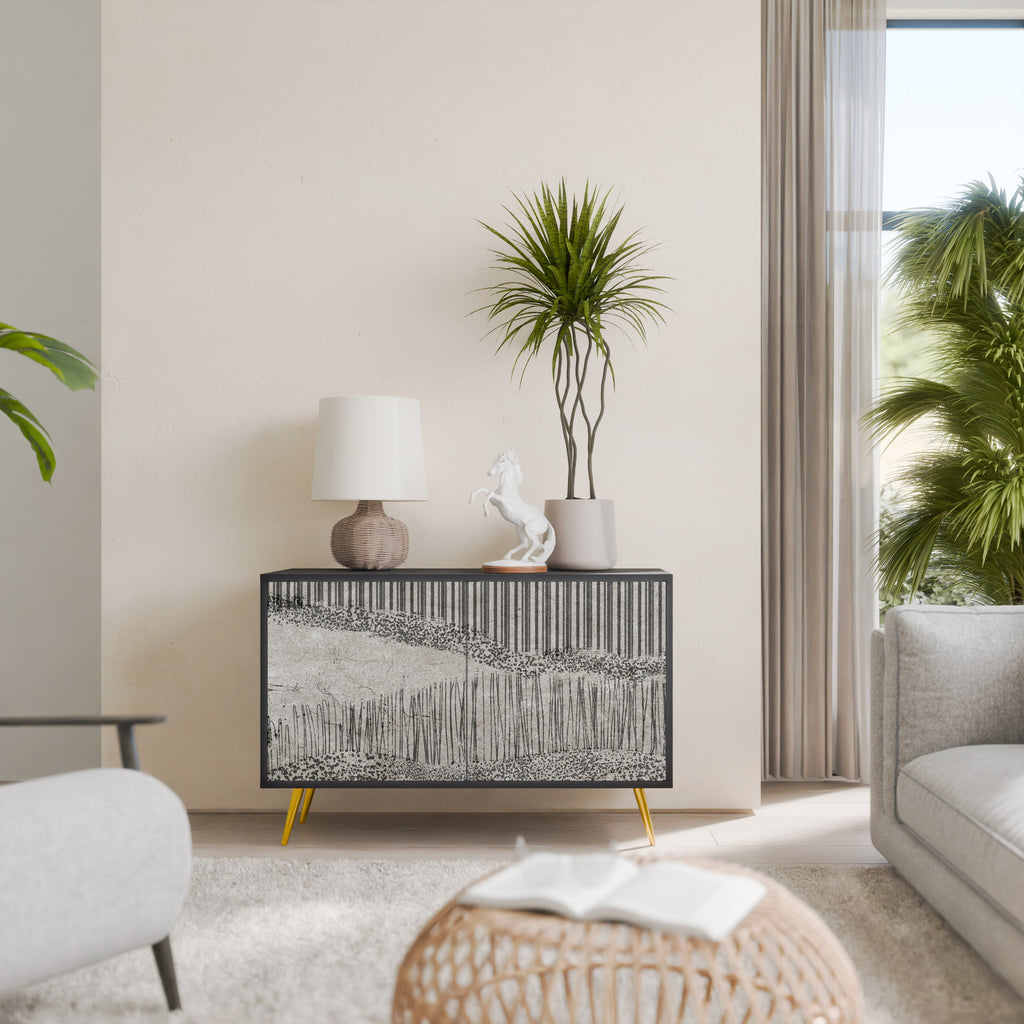 GRAIN LINES 2-Door Sideboard in Black Finish