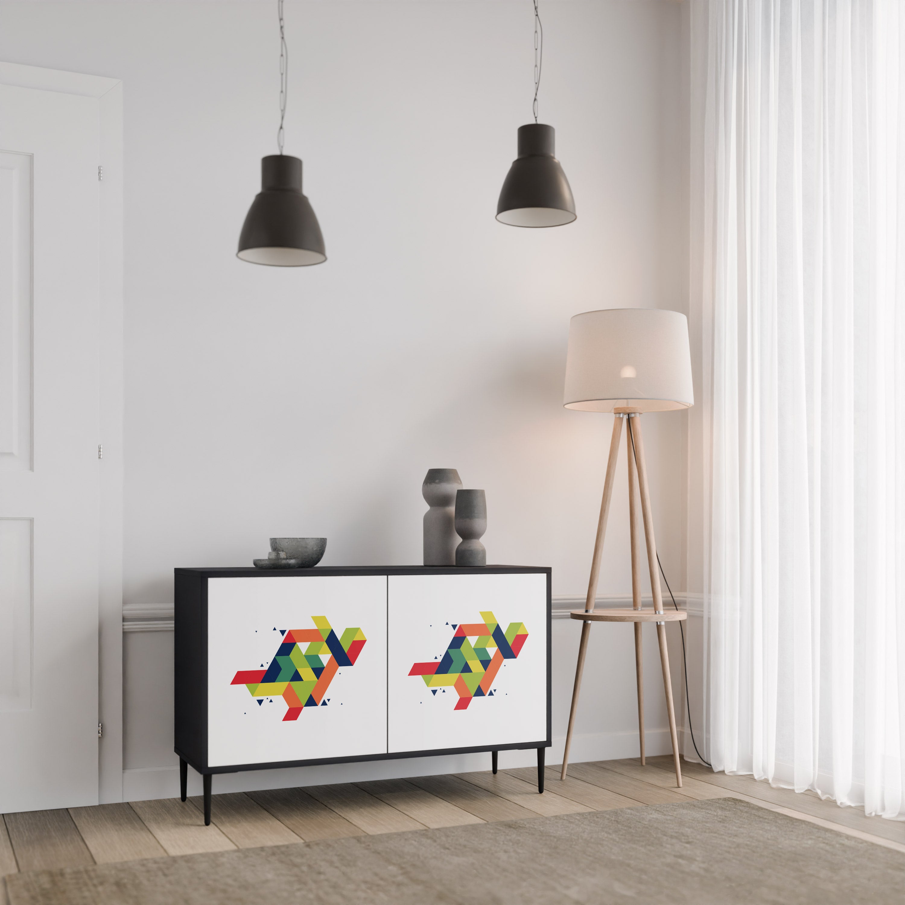 FUTURE SIGN 2-Door Sideboard in Black Finish