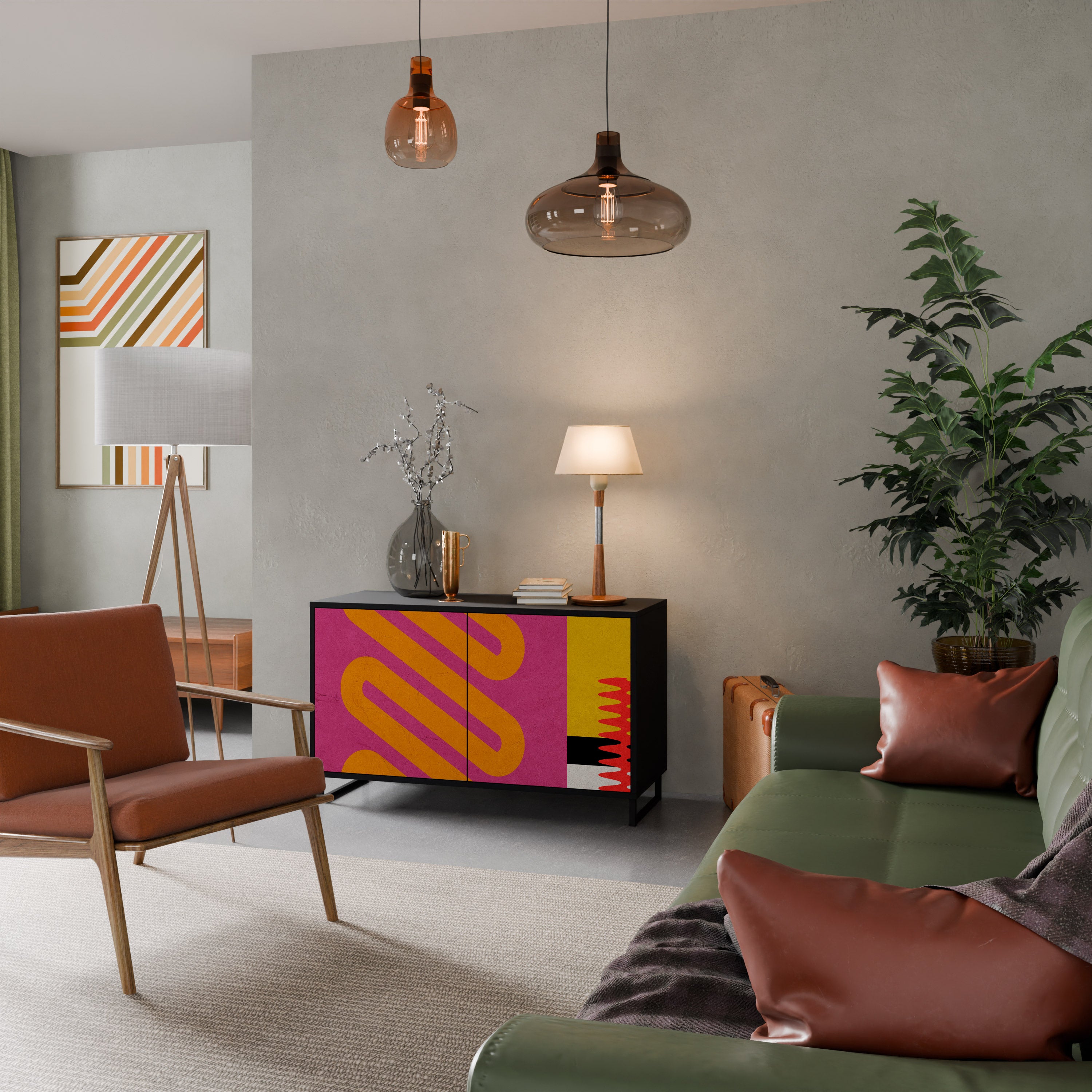 VIVID ART 2-Door Sideboard in Black Finish