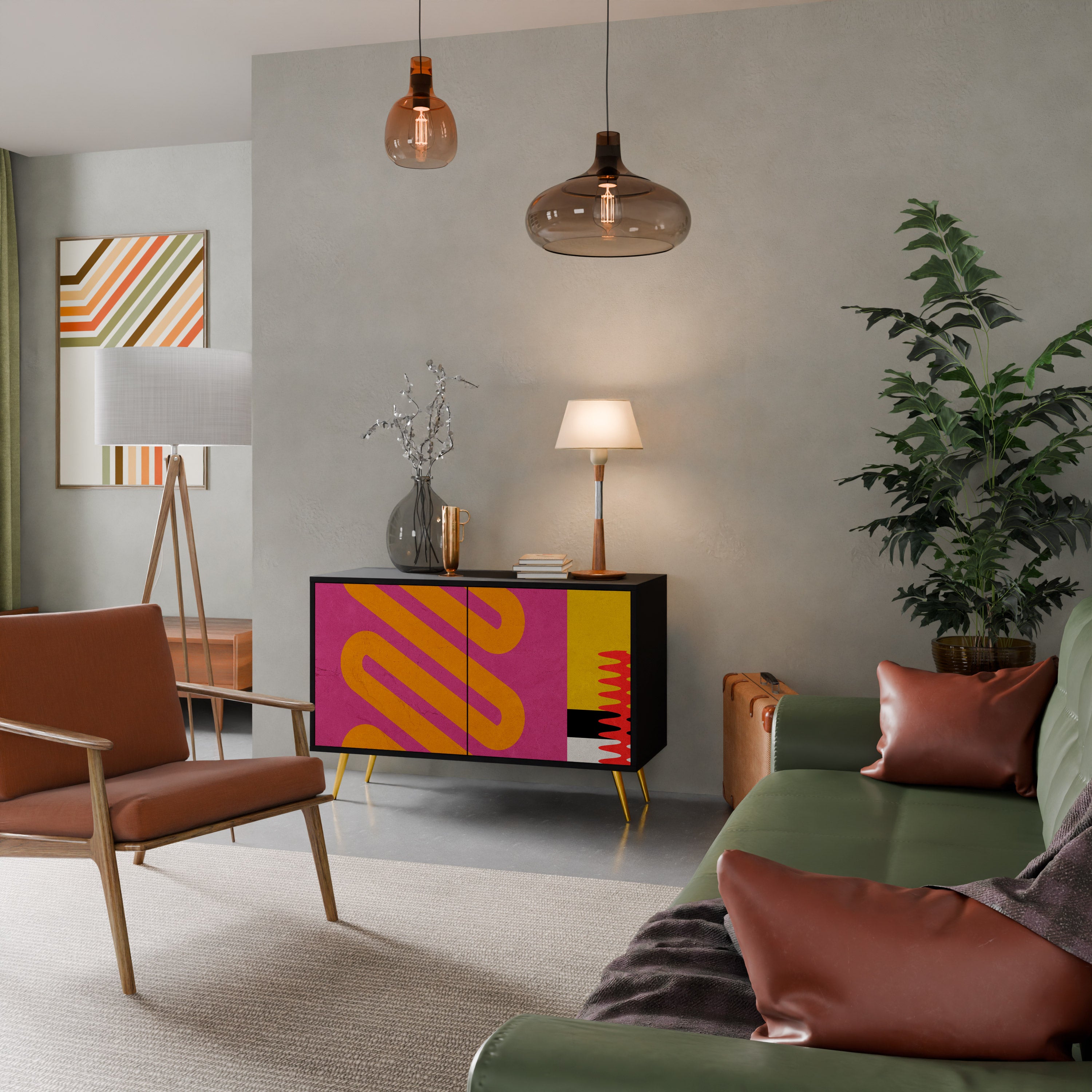 VIVID ART 2-Door Sideboard in Black Finish