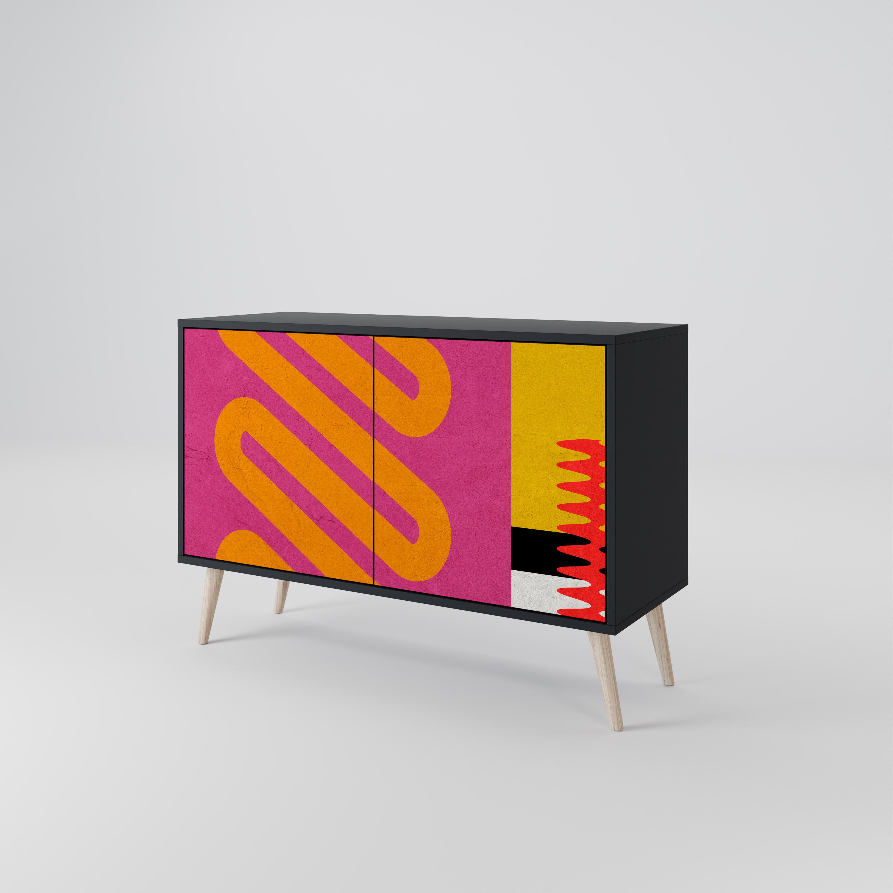 VIVID ART 2-Door Sideboard in Black Finish