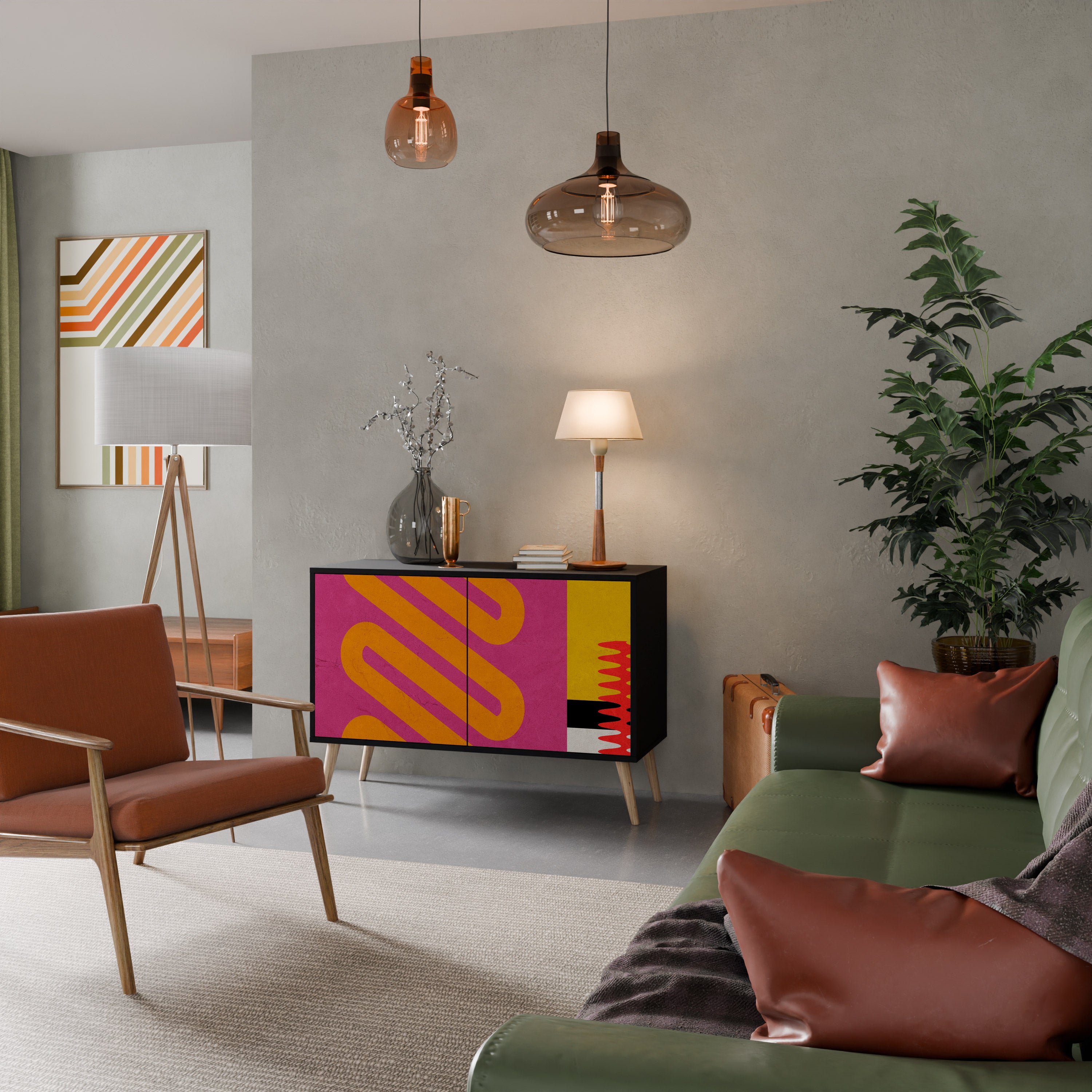 VIVID ART 2-Door Sideboard in Black Finish