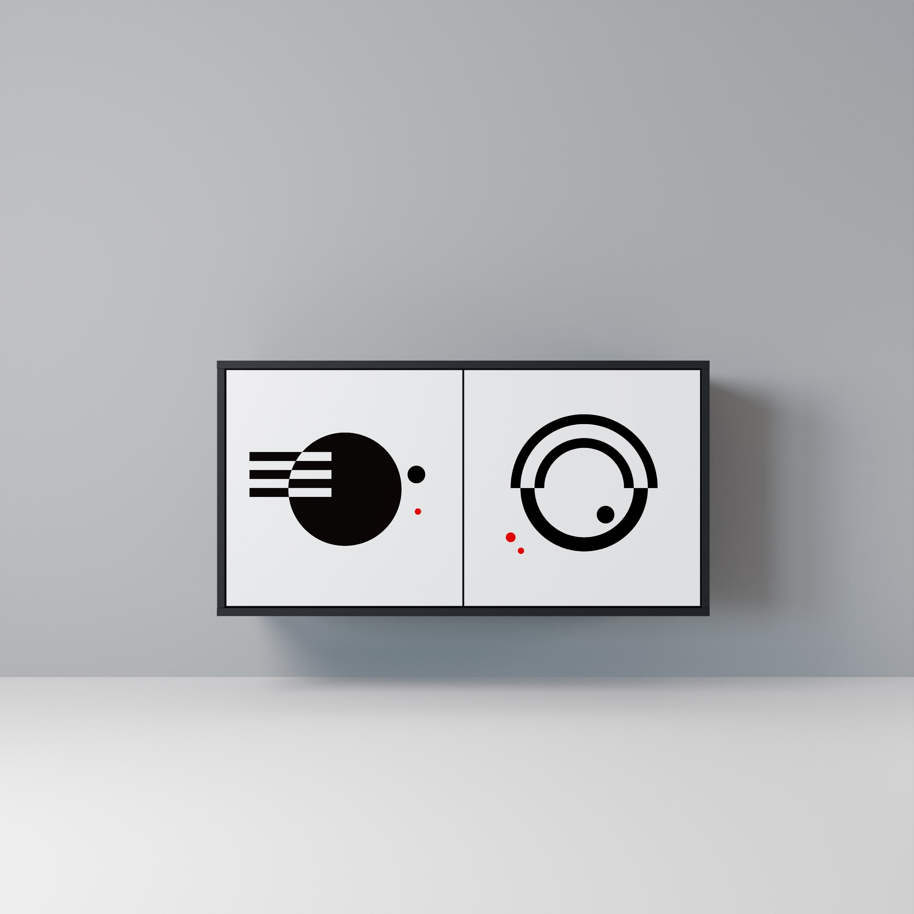 BLACK AND WHITE COMBINATION 2-Door Sideboard in Black Finish