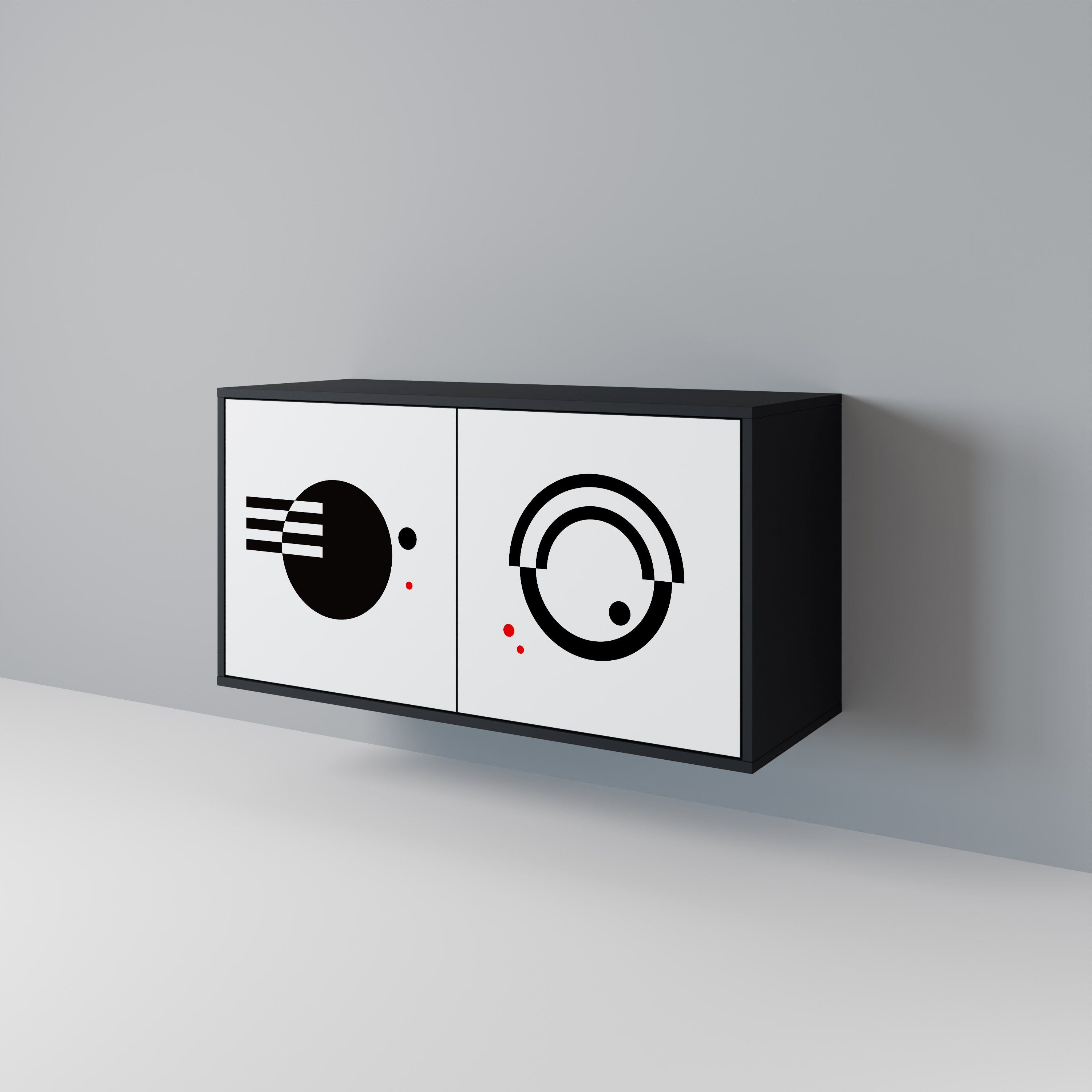 BLACK AND WHITE COMBINATION 2-Door Sideboard in Black Finish