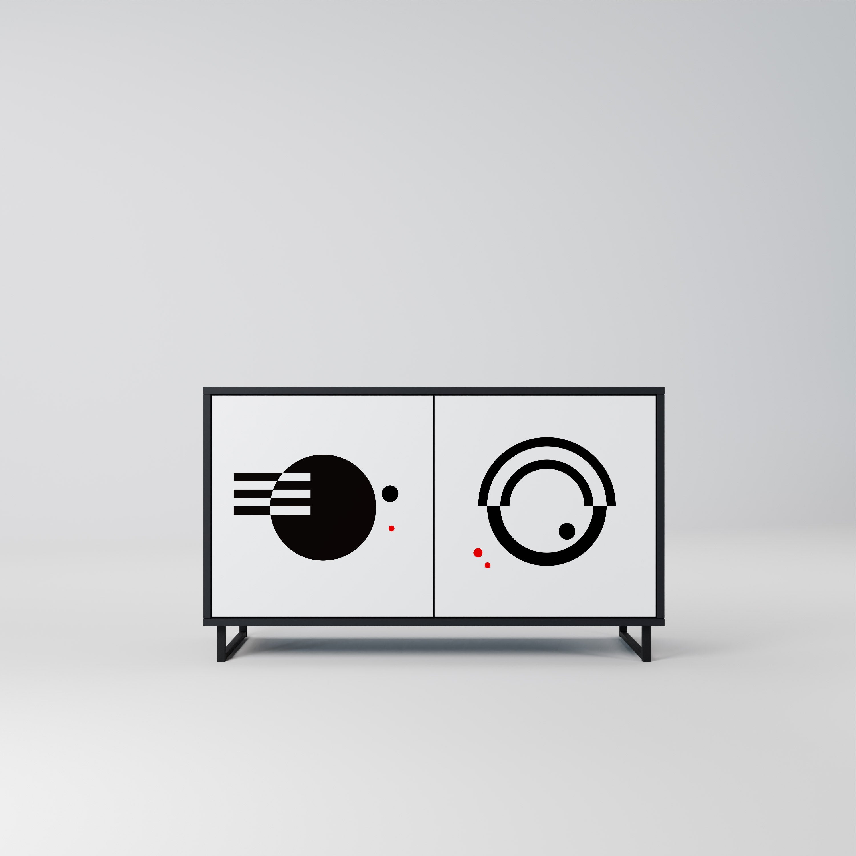 BLACK AND WHITE COMBINATION 2-Door Sideboard in Black Finish