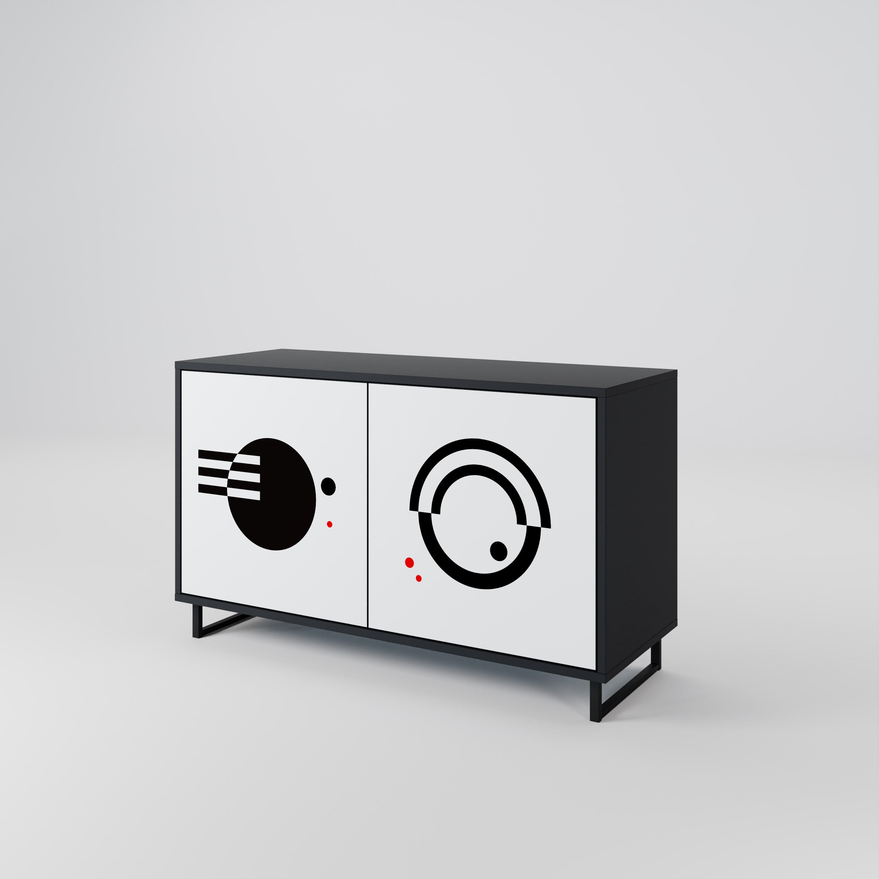 BLACK AND WHITE COMBINATION 2-Door Sideboard in Black Finish