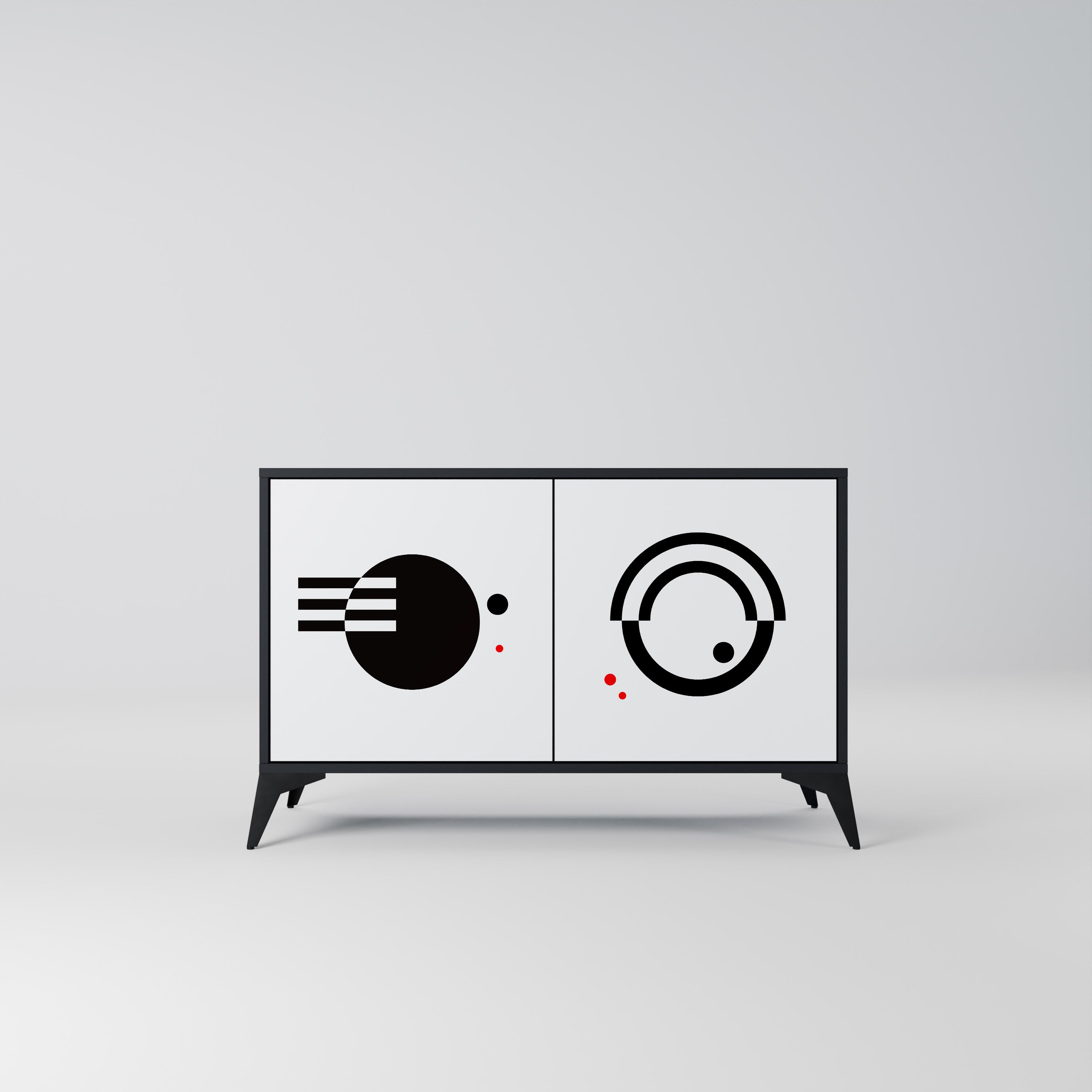 BLACK AND WHITE COMBINATION 2-Door Sideboard in Black Finish