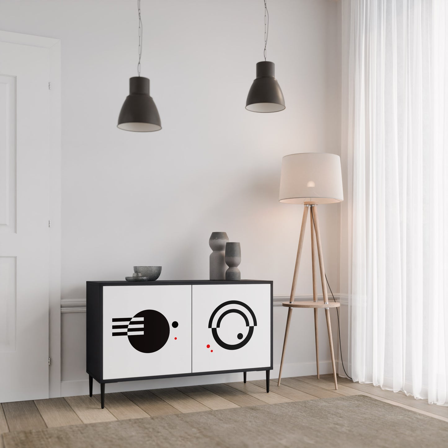 BLACK AND WHITE COMBINATION Aparador de 2 Puertas