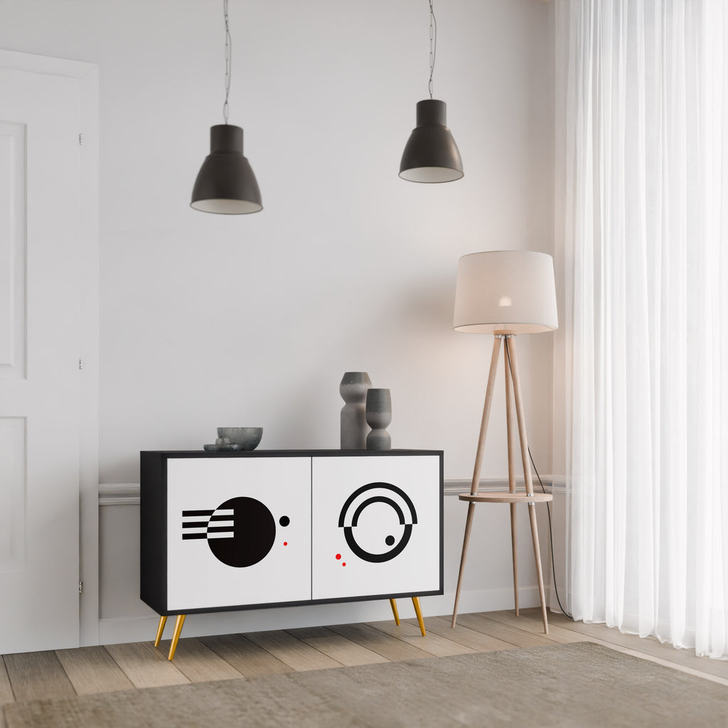 BLACK AND WHITE COMBINATION 2-Door Sideboard in Black Finish