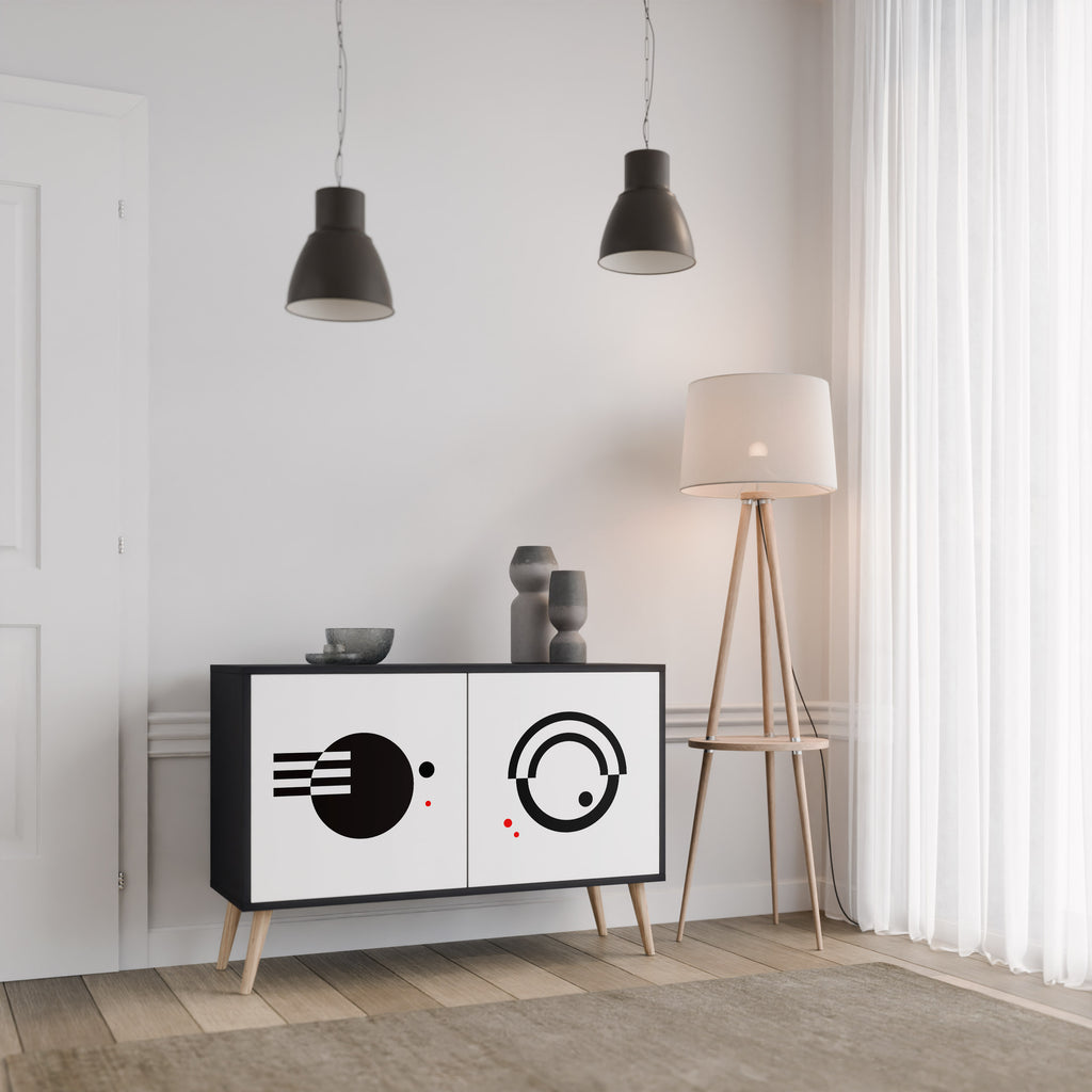 BLACK AND WHITE COMBINATION 2-Door Sideboard in Black Finish