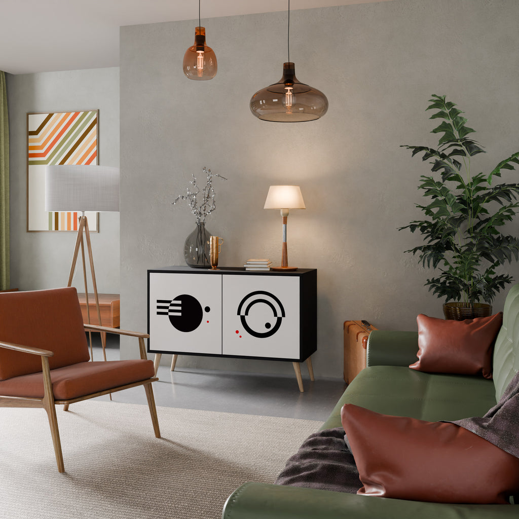 BLACK AND WHITE COMBINATION 2-Door Sideboard in Black Finish