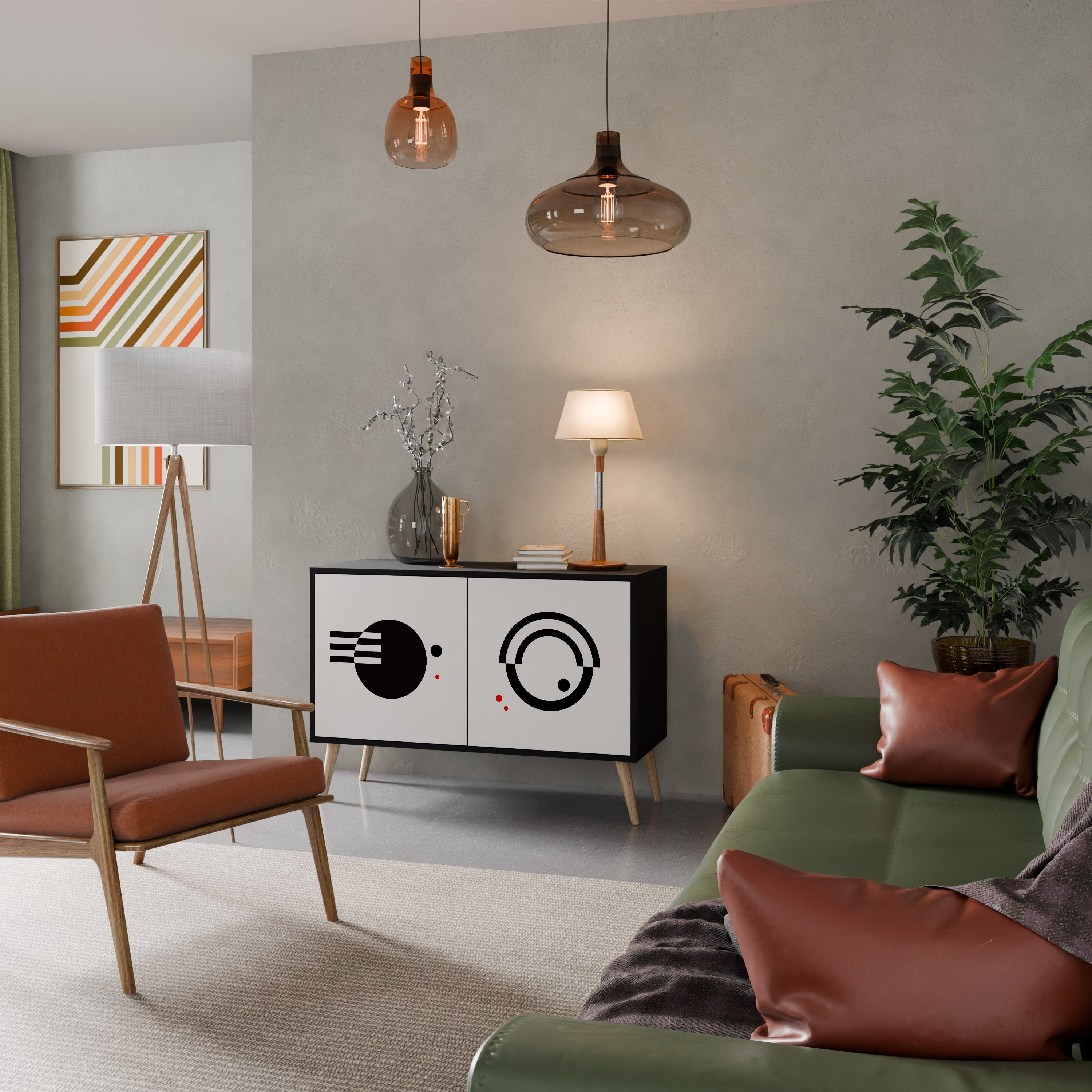 BLACK AND WHITE COMBINATION 2-Door Sideboard in Black Finish