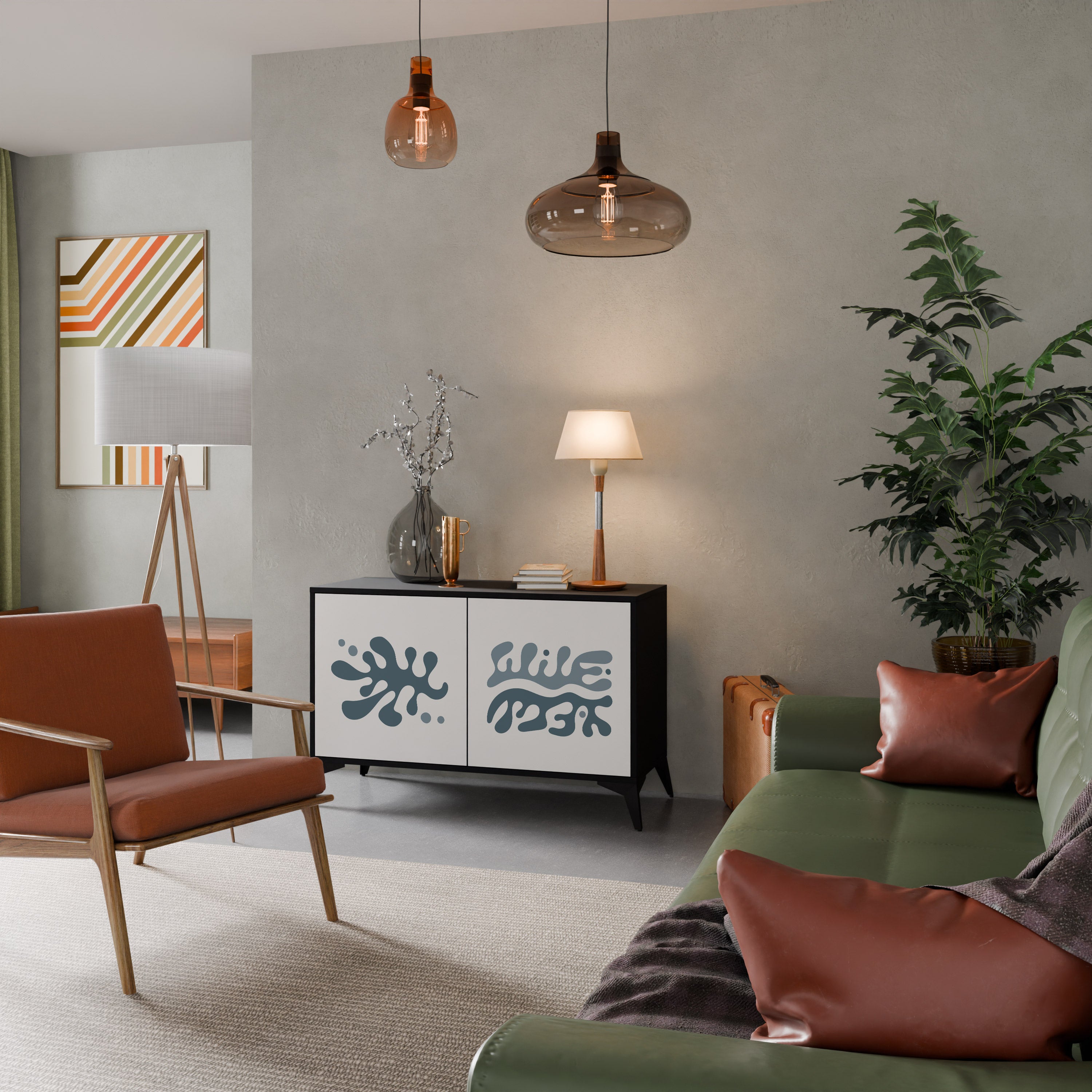 WONDERLAND VEGETATION 2-Door Sideboard in Black Finish