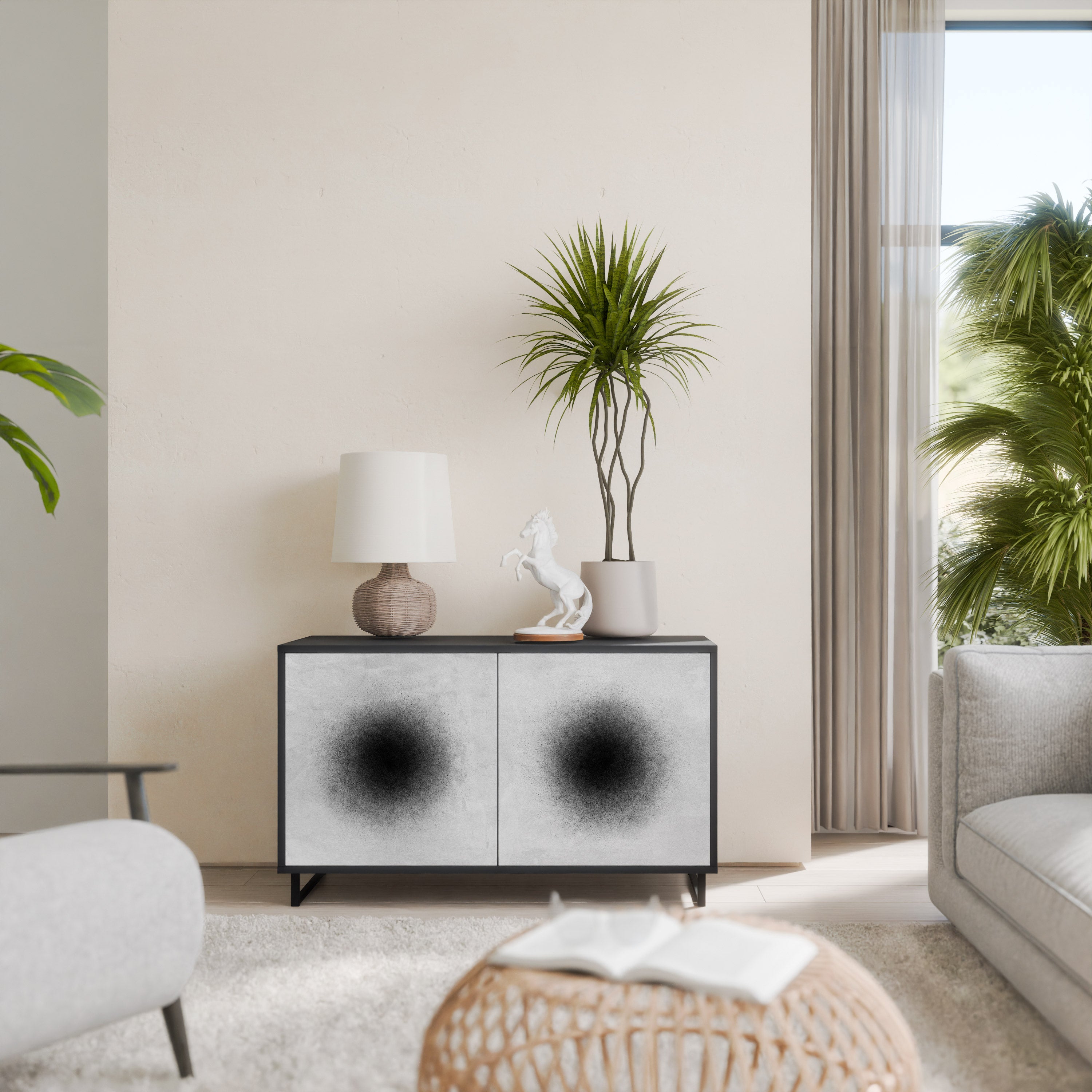 BLACK HOLE 2-Door Sideboard in Black Finish