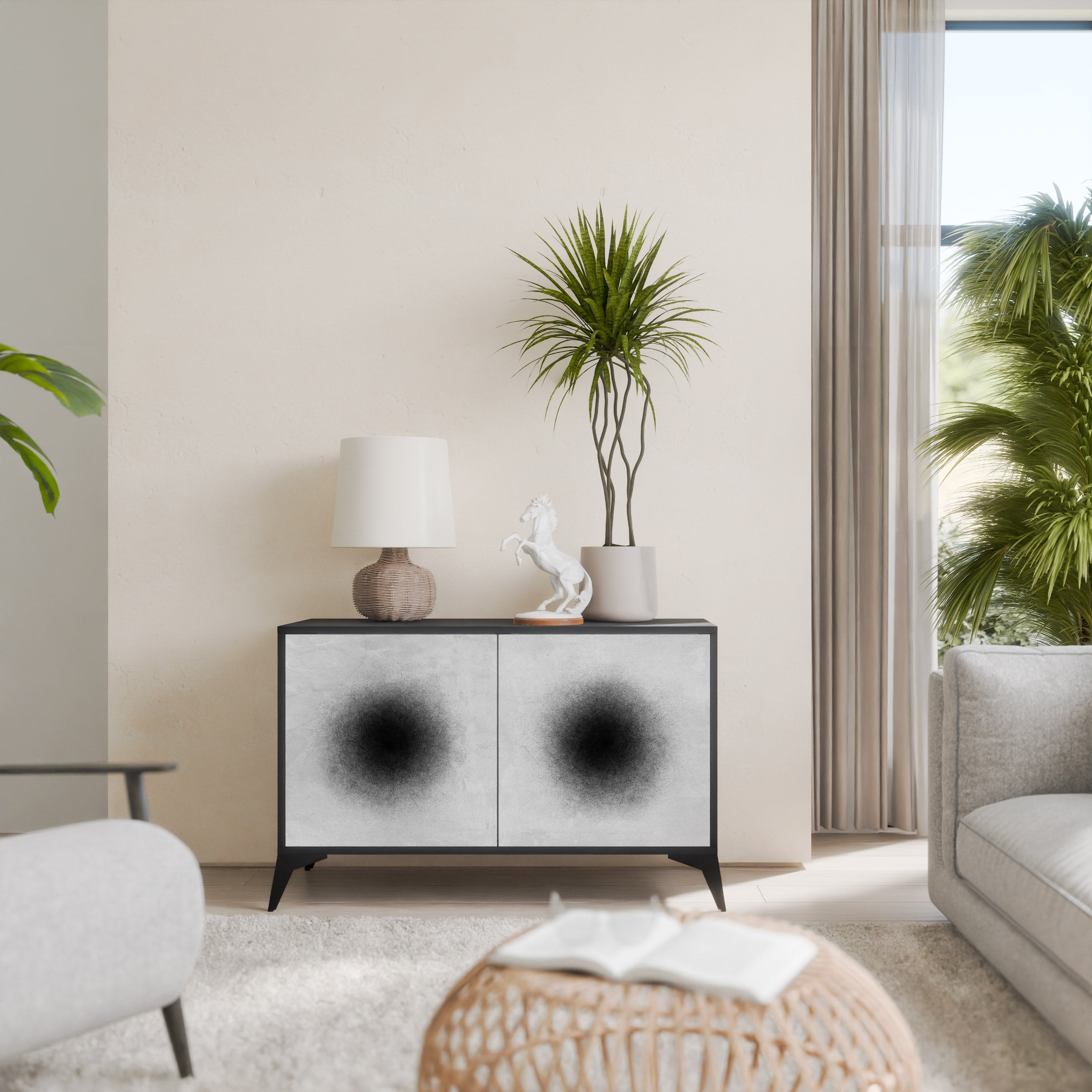 BLACK HOLE 2-Door Sideboard in Black Finish