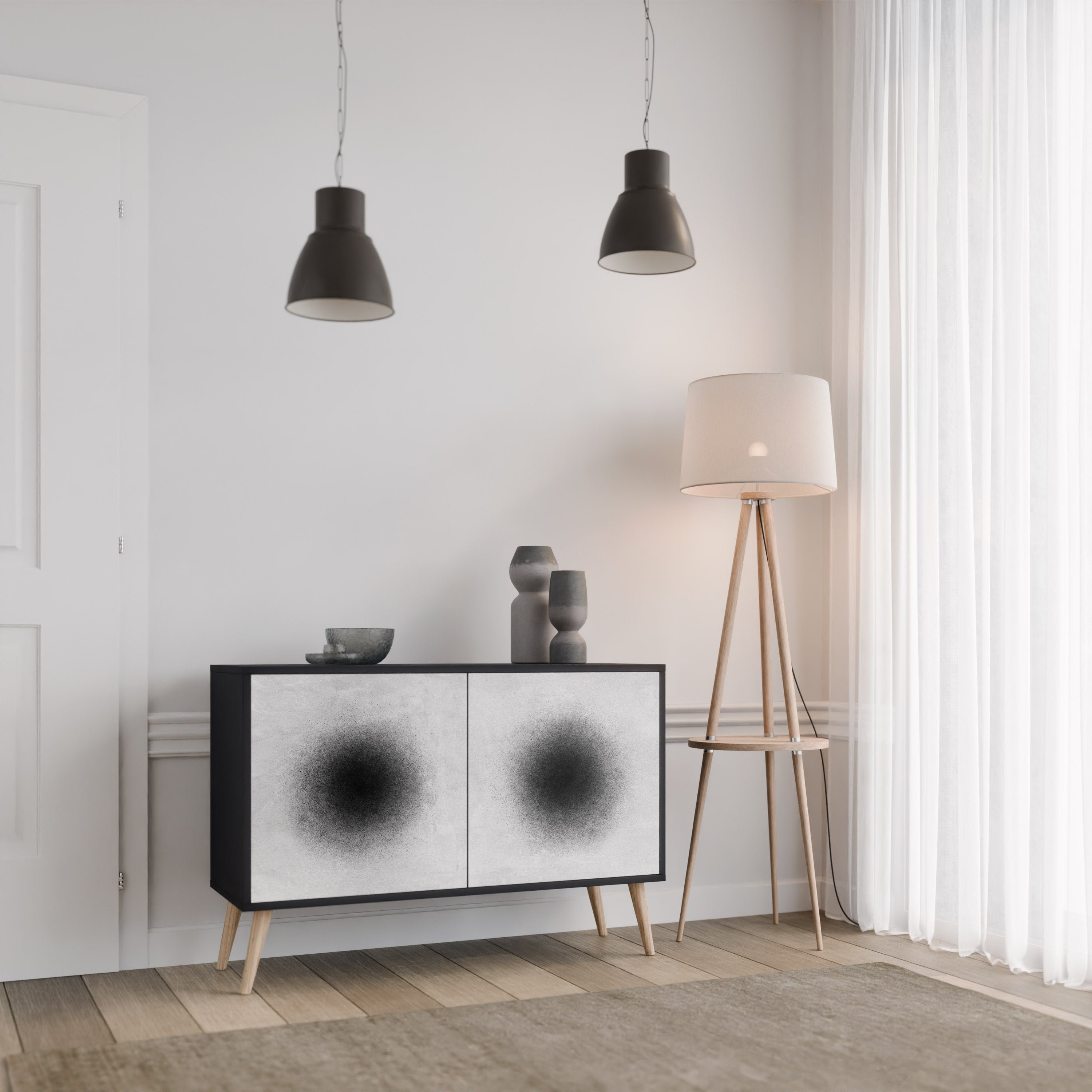 BLACK HOLE 2-Door Sideboard in Black Finish