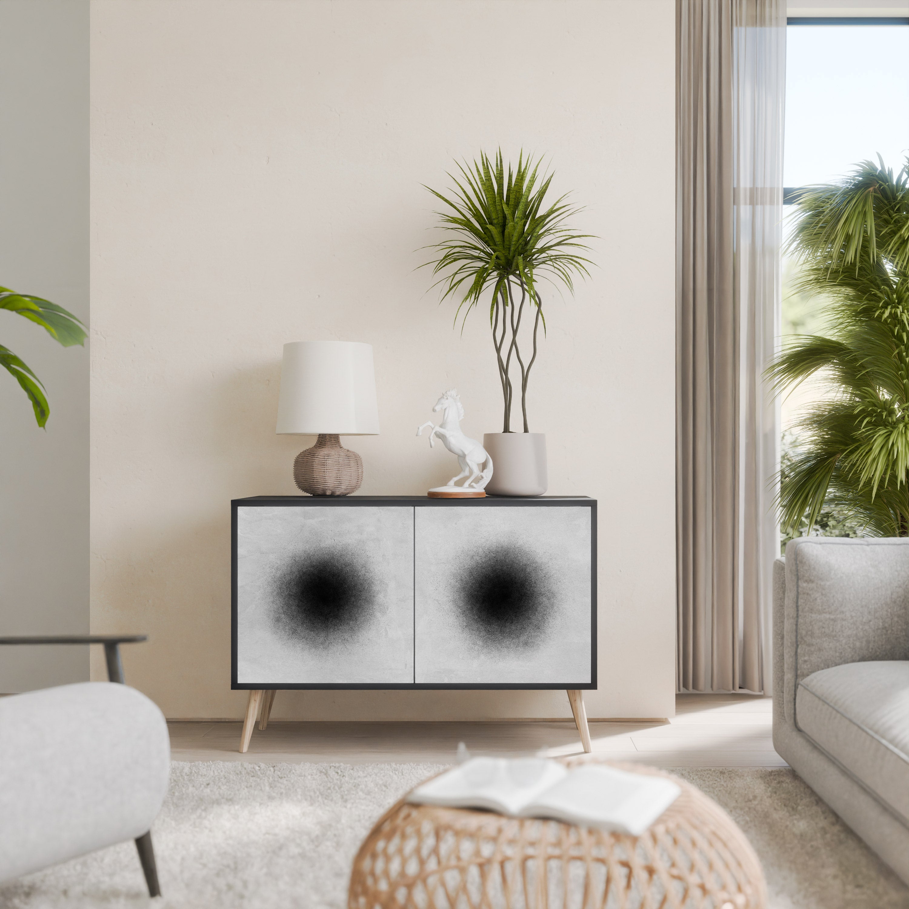 BLACK HOLE 2-Door Sideboard in Black Finish