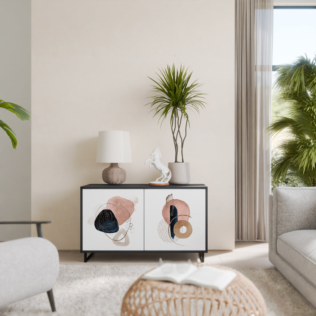 Aparador de 2 puertas COLORFUL SHAPES en acabado negro