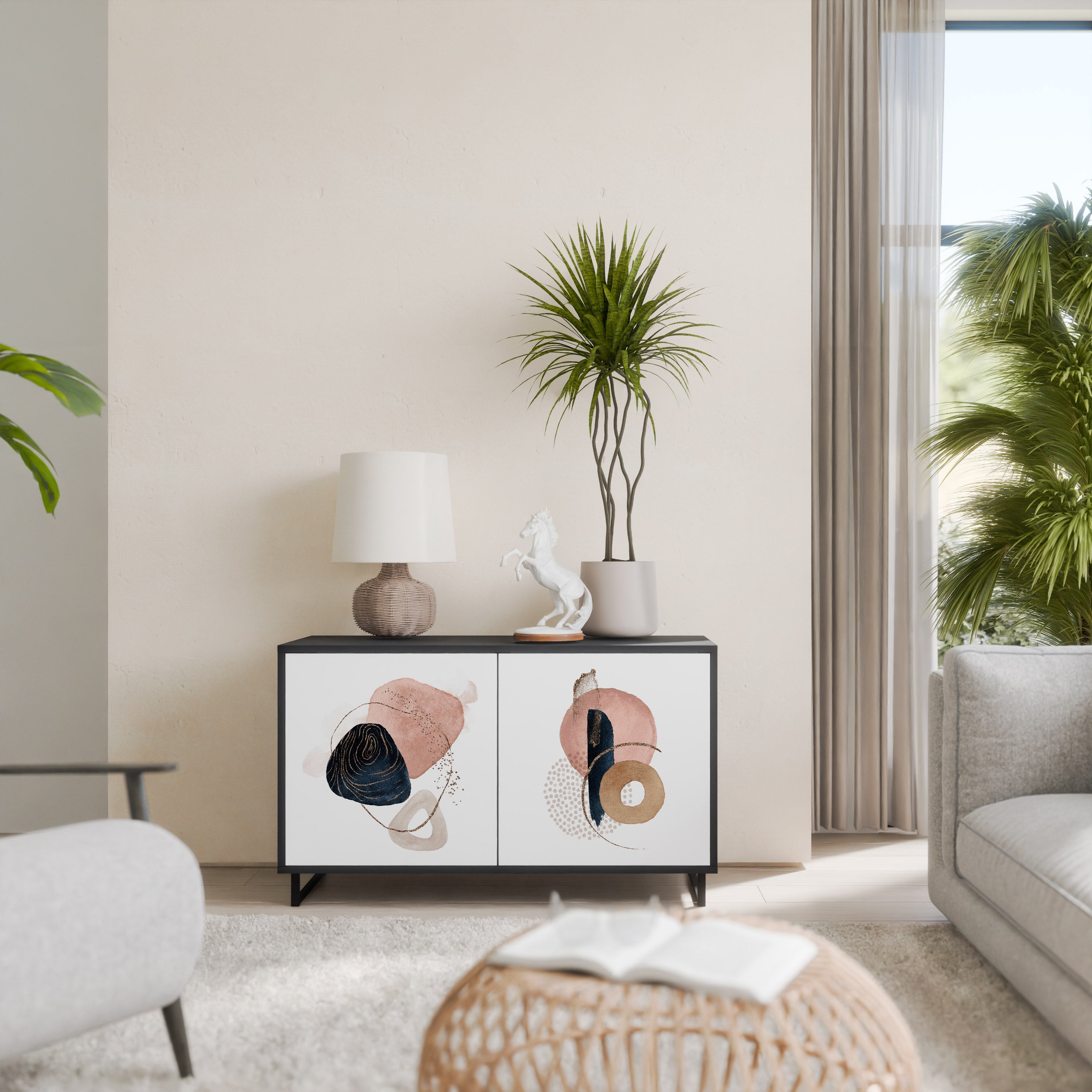 COLORFUL SHAPES 2-Door Sideboard in Black Finish