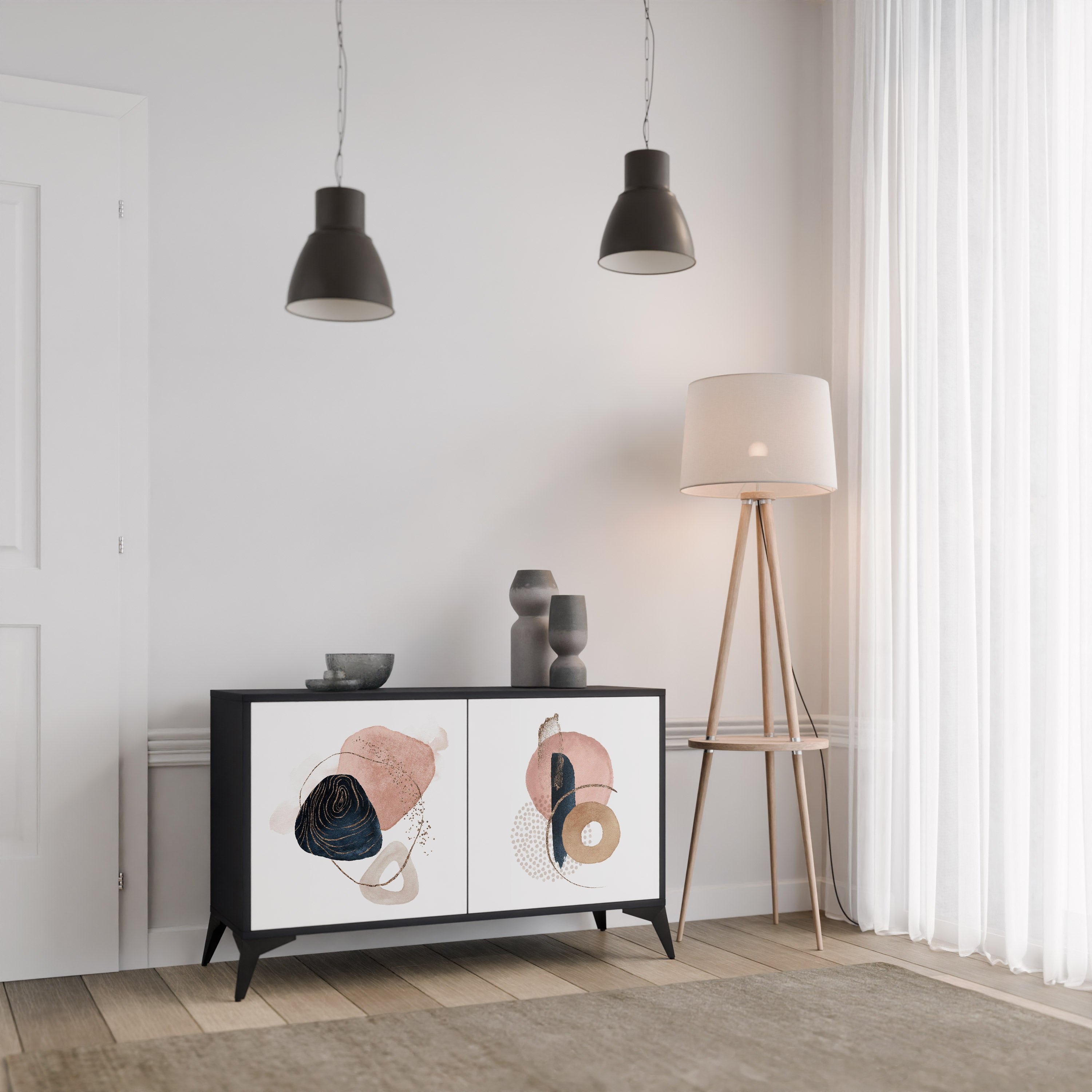 COLORFUL SHAPES 2-Door Sideboard in Black Finish