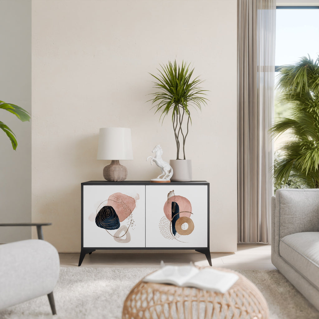 Aparador de 2 puertas COLORFUL SHAPES en acabado negro