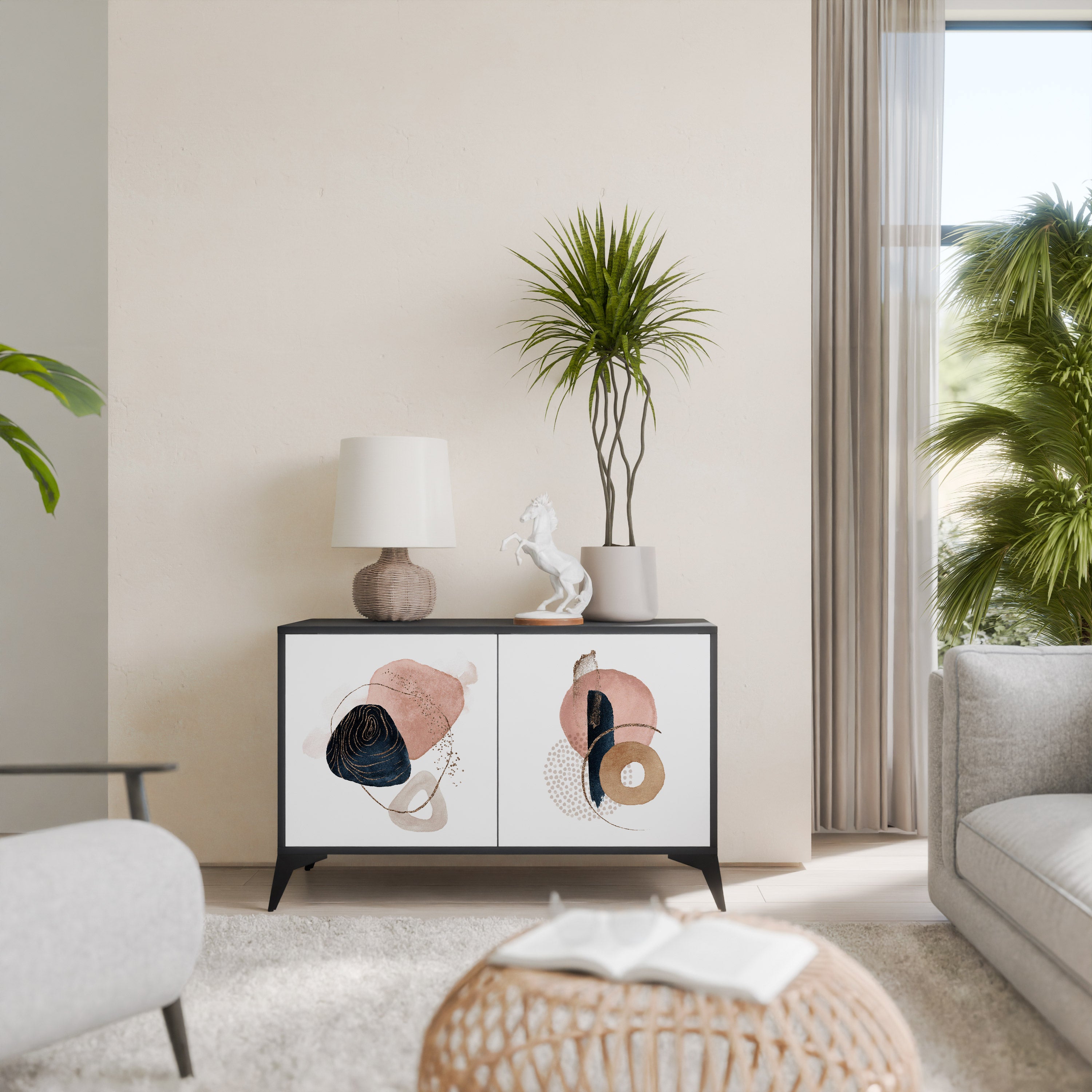 COLORFUL SHAPES 2-Door Sideboard in Black Finish