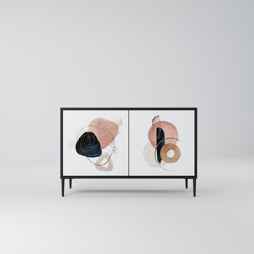 Aparador de 2 puertas COLORFUL SHAPES en acabado negro