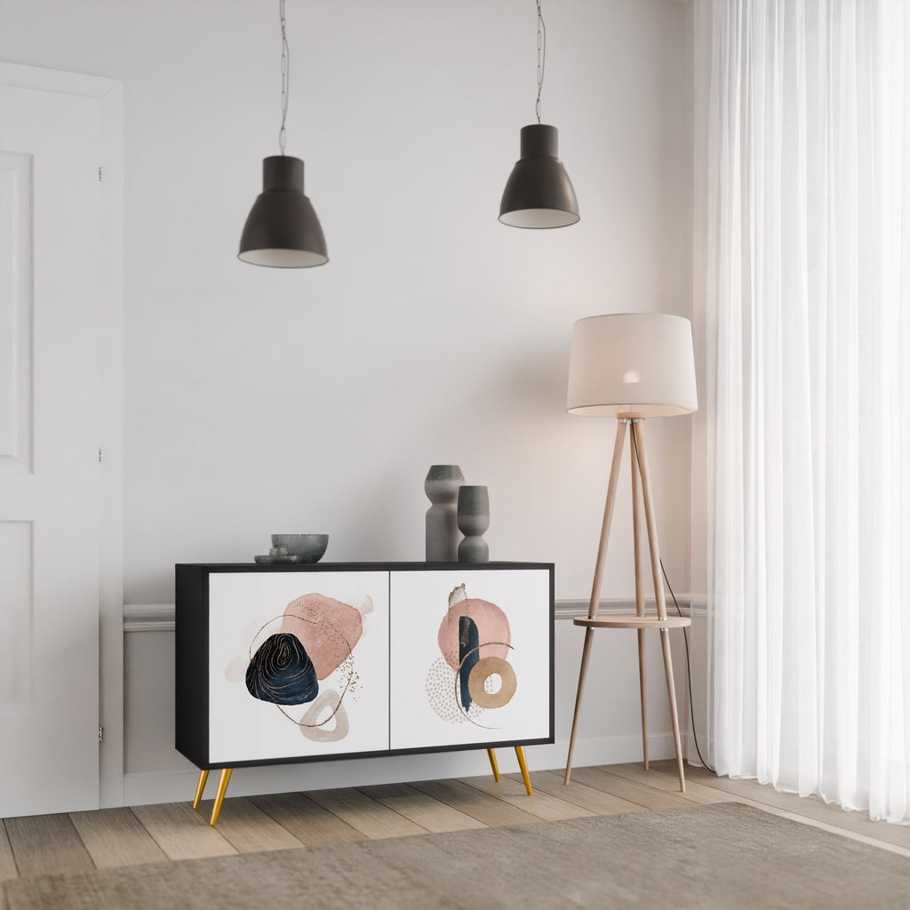 Aparador de 2 puertas COLORFUL SHAPES en acabado negro