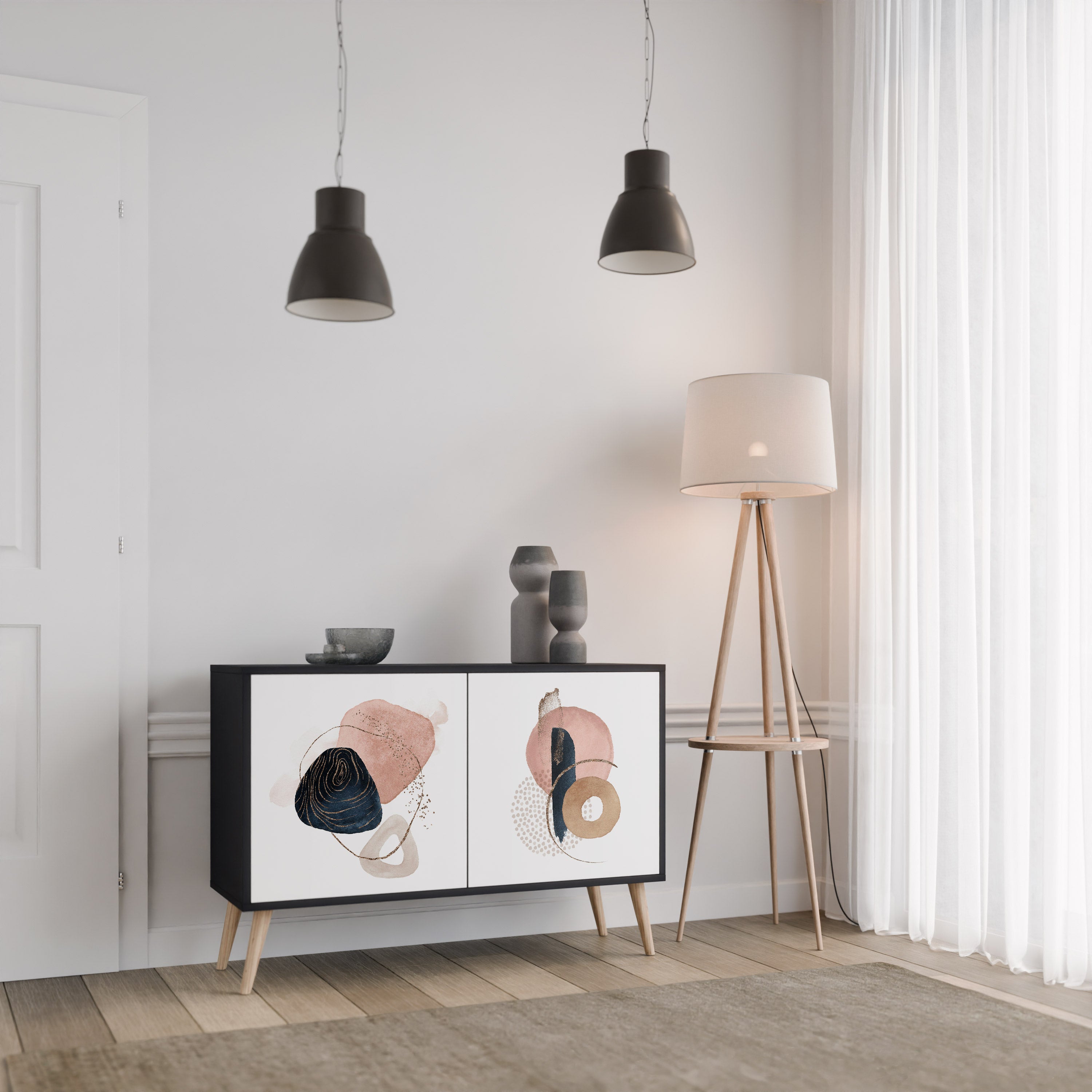 COLORFUL SHAPES 2-Door Sideboard in Black Finish