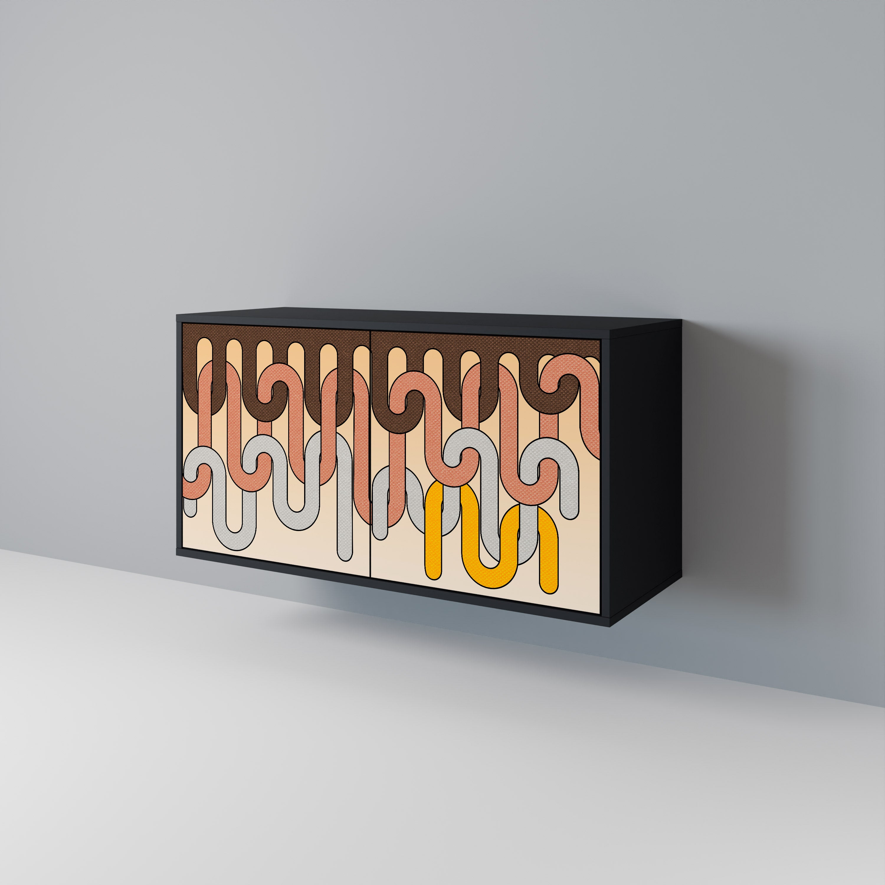 COLORFUL STRINGS 2-Door Sideboard in Black Finish