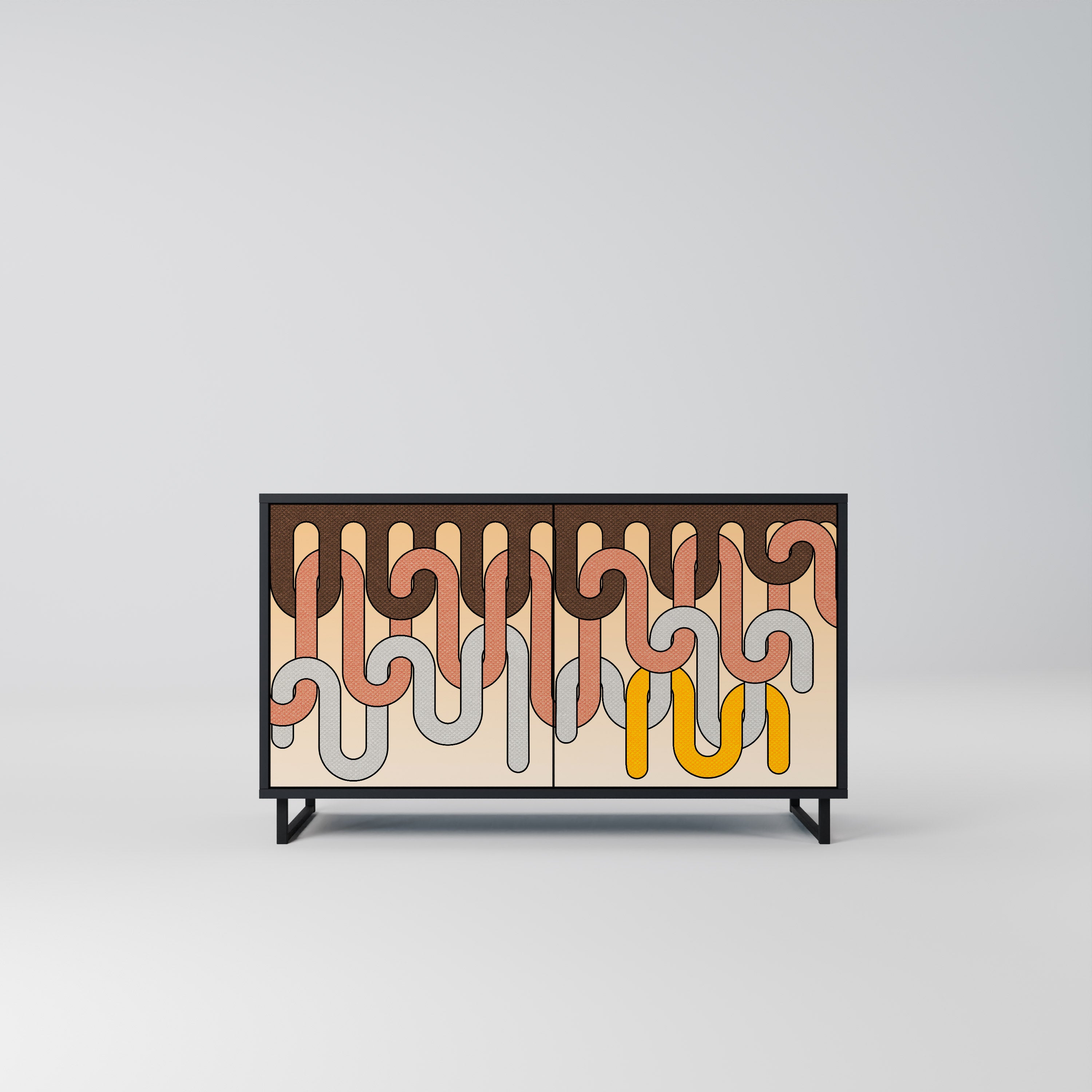 COLORFUL STRINGS 2-Door Sideboard in Black Finish