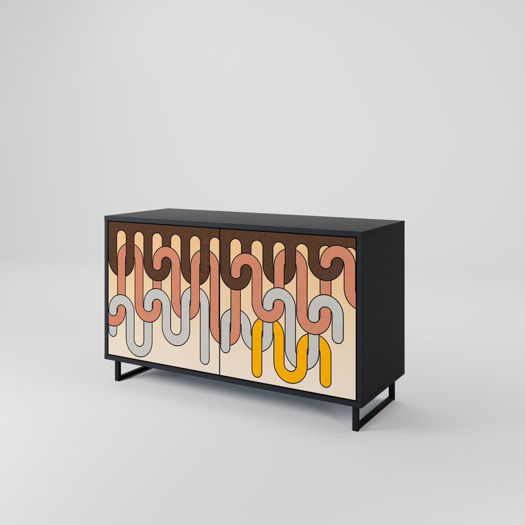 Aparador de 2 puertas COLORFUL STRINGS en acabado negro
