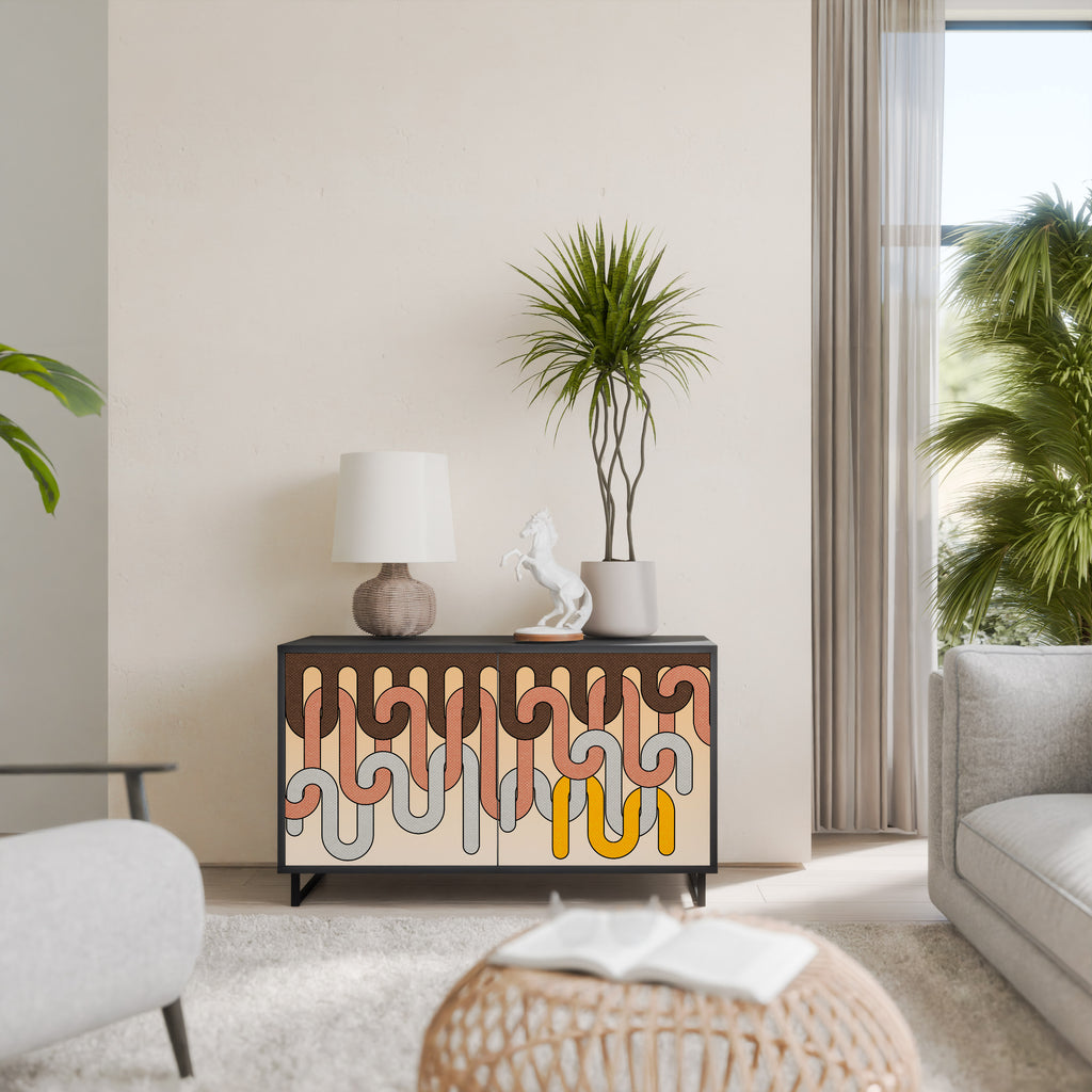 Aparador de 2 puertas COLORFUL STRINGS en acabado negro