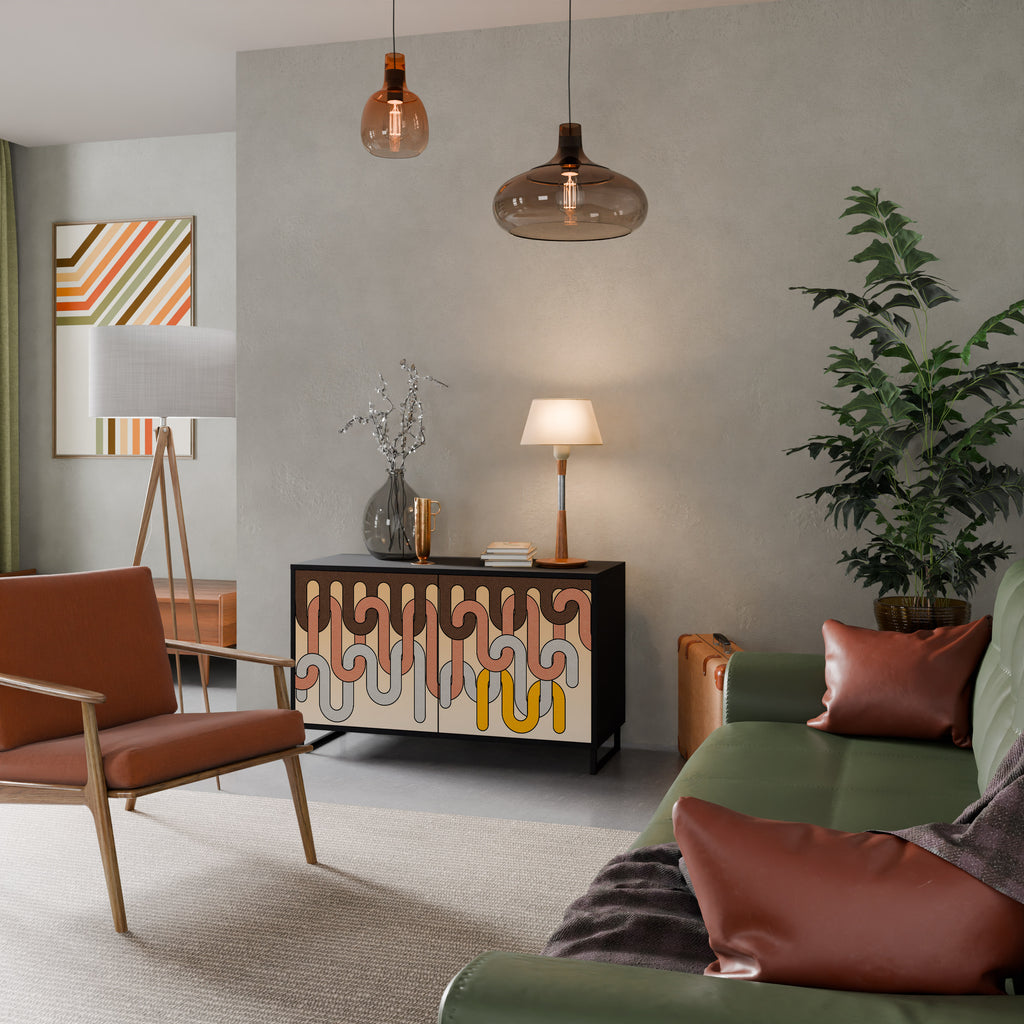 Aparador de 2 puertas COLORFUL STRINGS en acabado negro