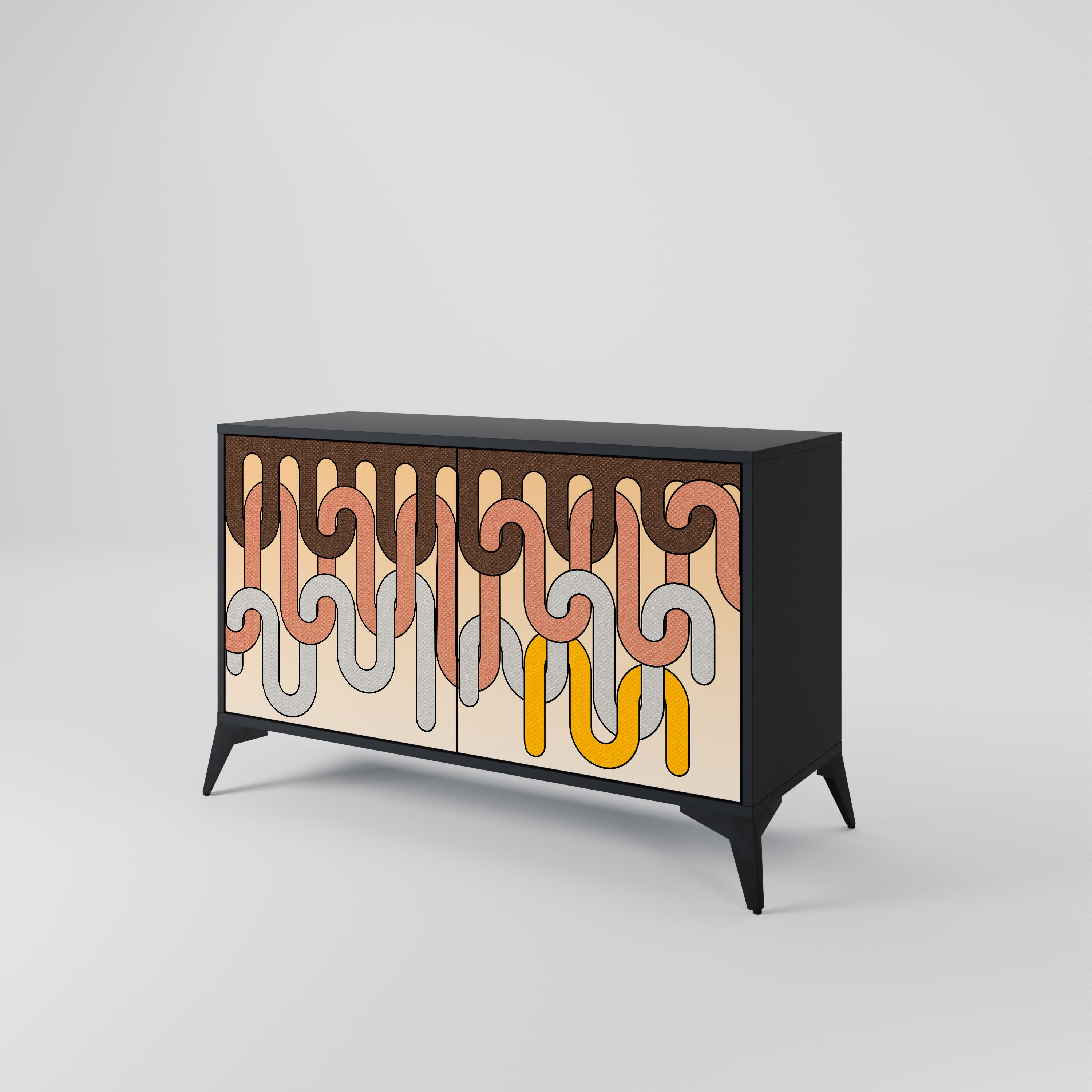 COLORFUL STRINGS 2-Door Sideboard in Black Finish