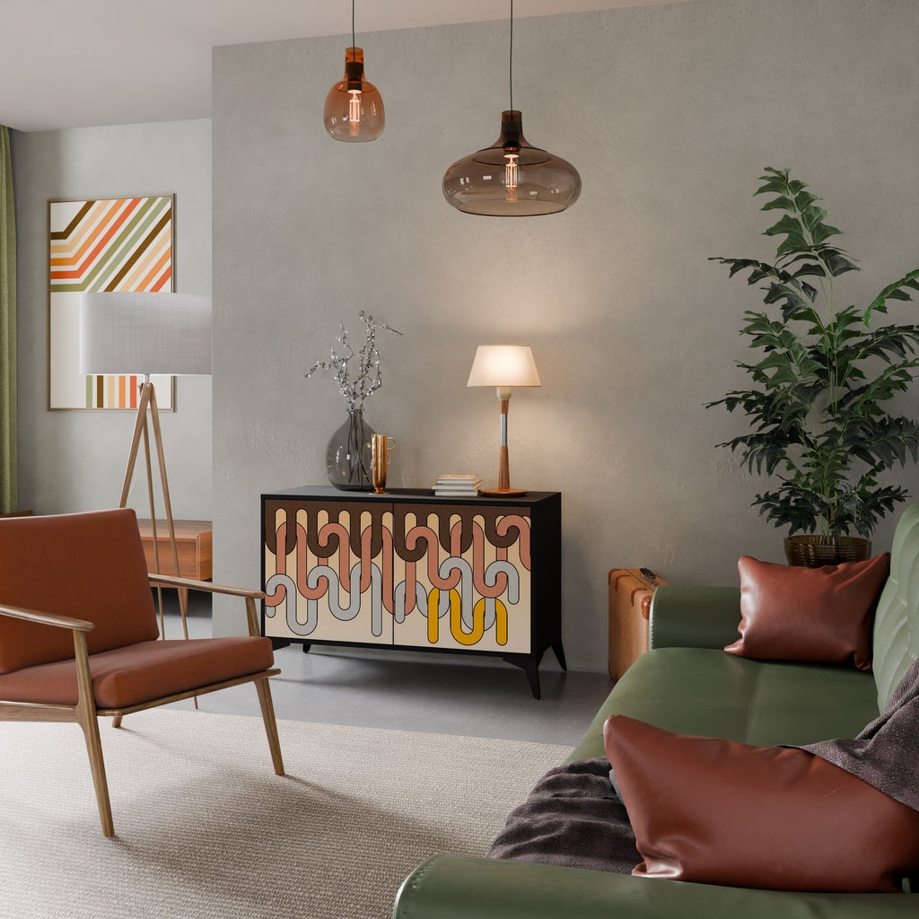 Aparador de 2 puertas COLORFUL STRINGS en acabado negro