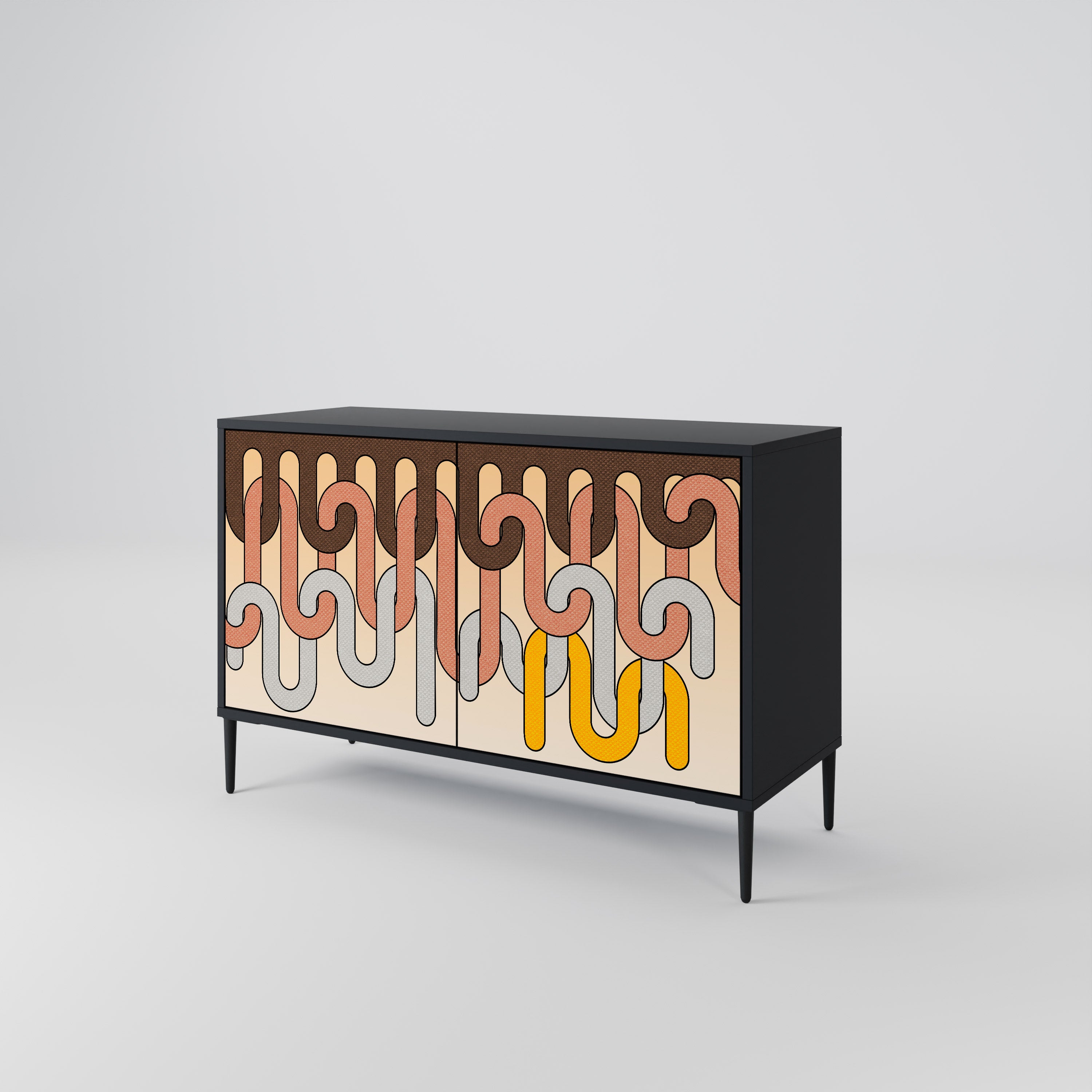 COLORFUL STRINGS 2-Door Sideboard in Black Finish