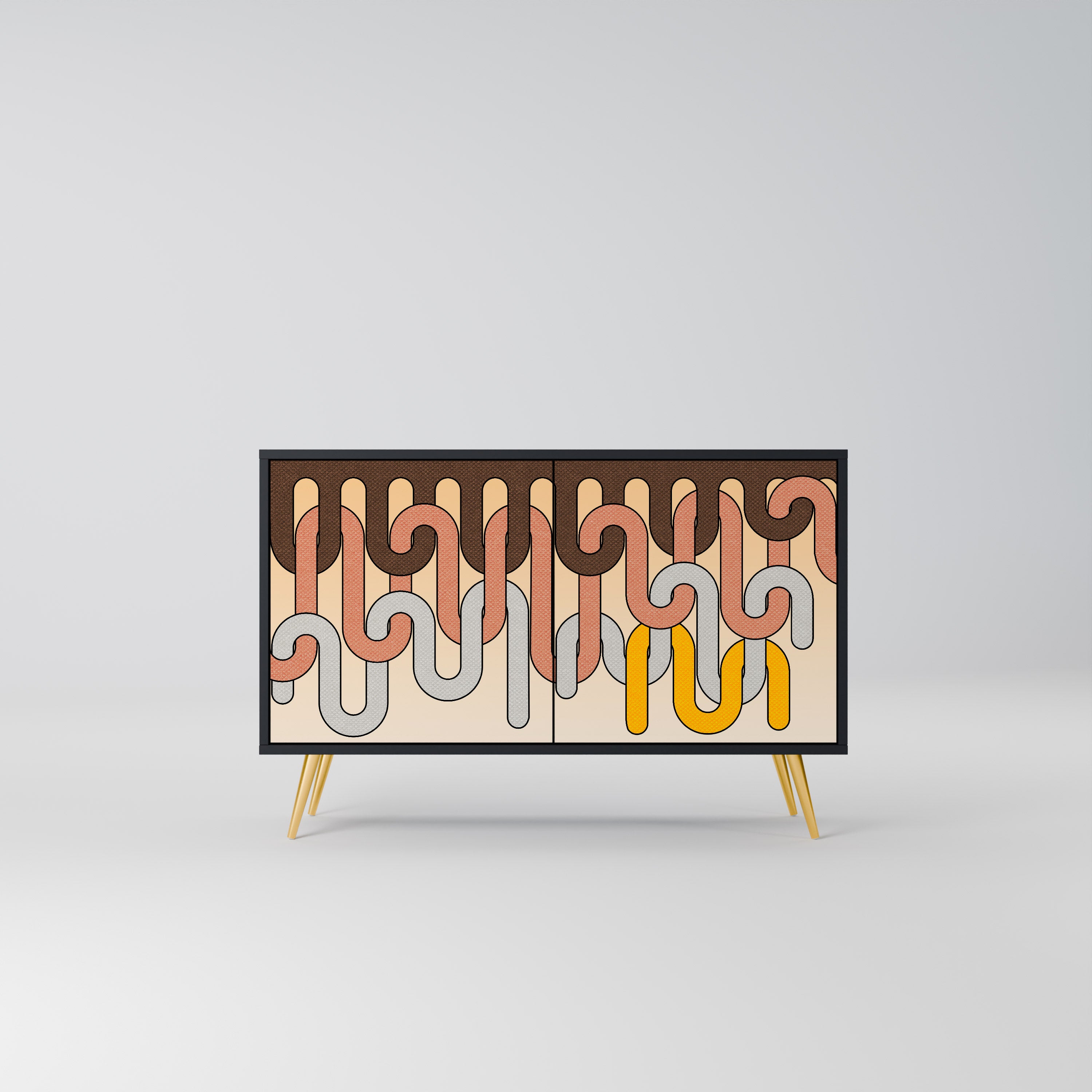 COLORFUL STRINGS 2-Door Sideboard in Black Finish