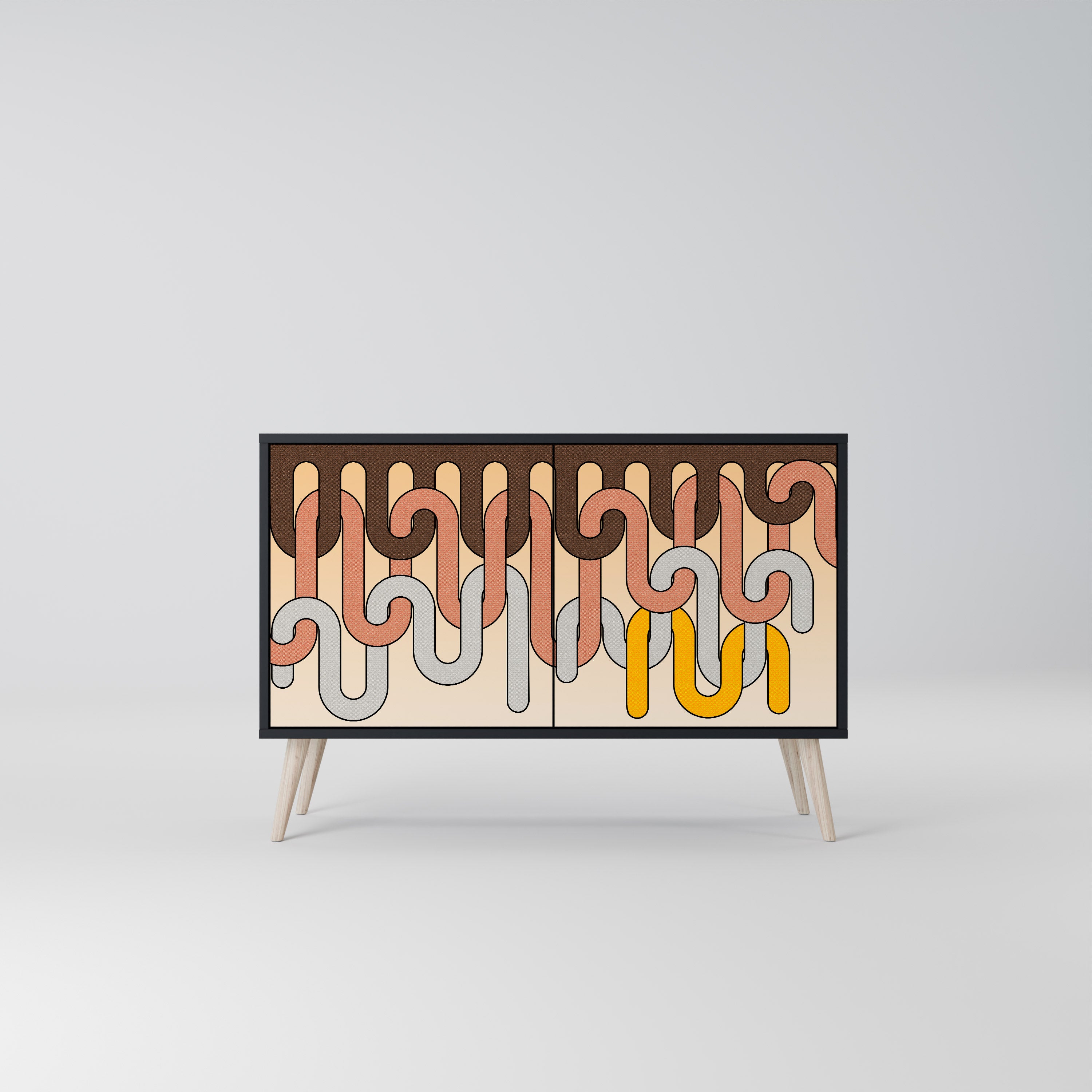 COLORFUL STRINGS 2-Door Sideboard in Black Finish