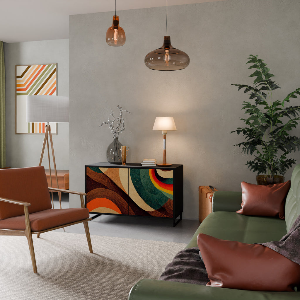 Aparador de 2 puertas COLORFUL STRANDS en acabado negro