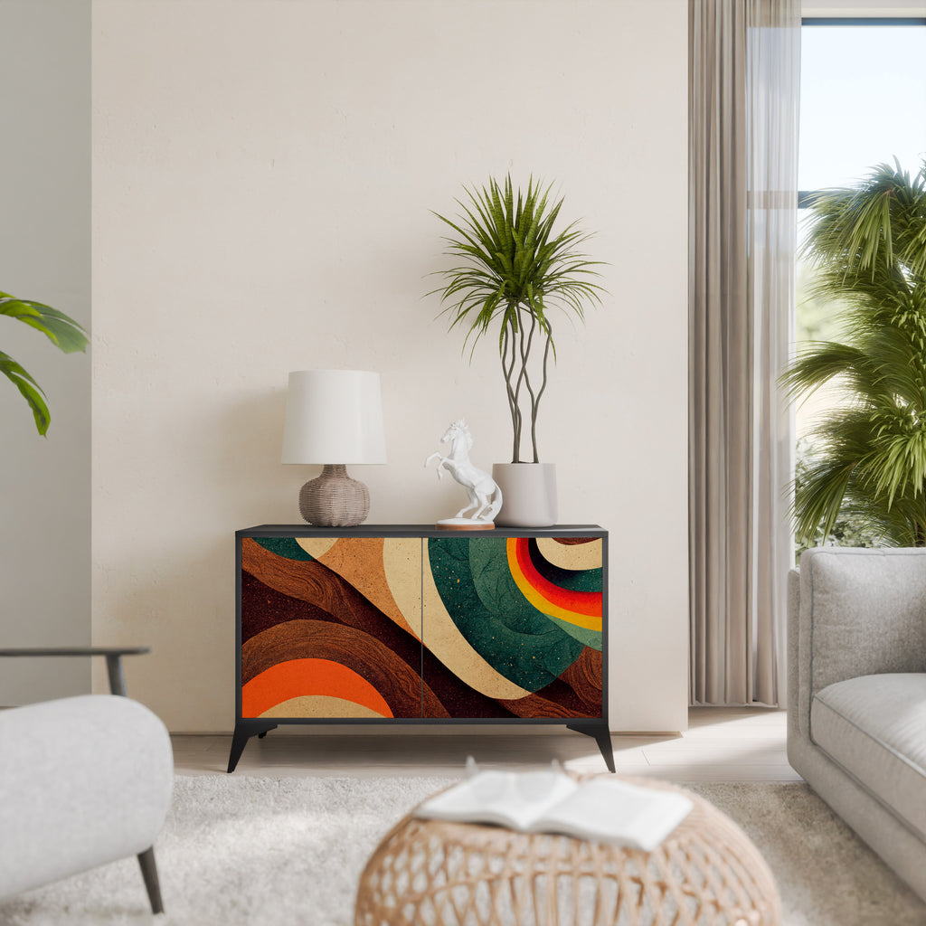 Aparador de 2 puertas COLORFUL STRANDS en acabado negro