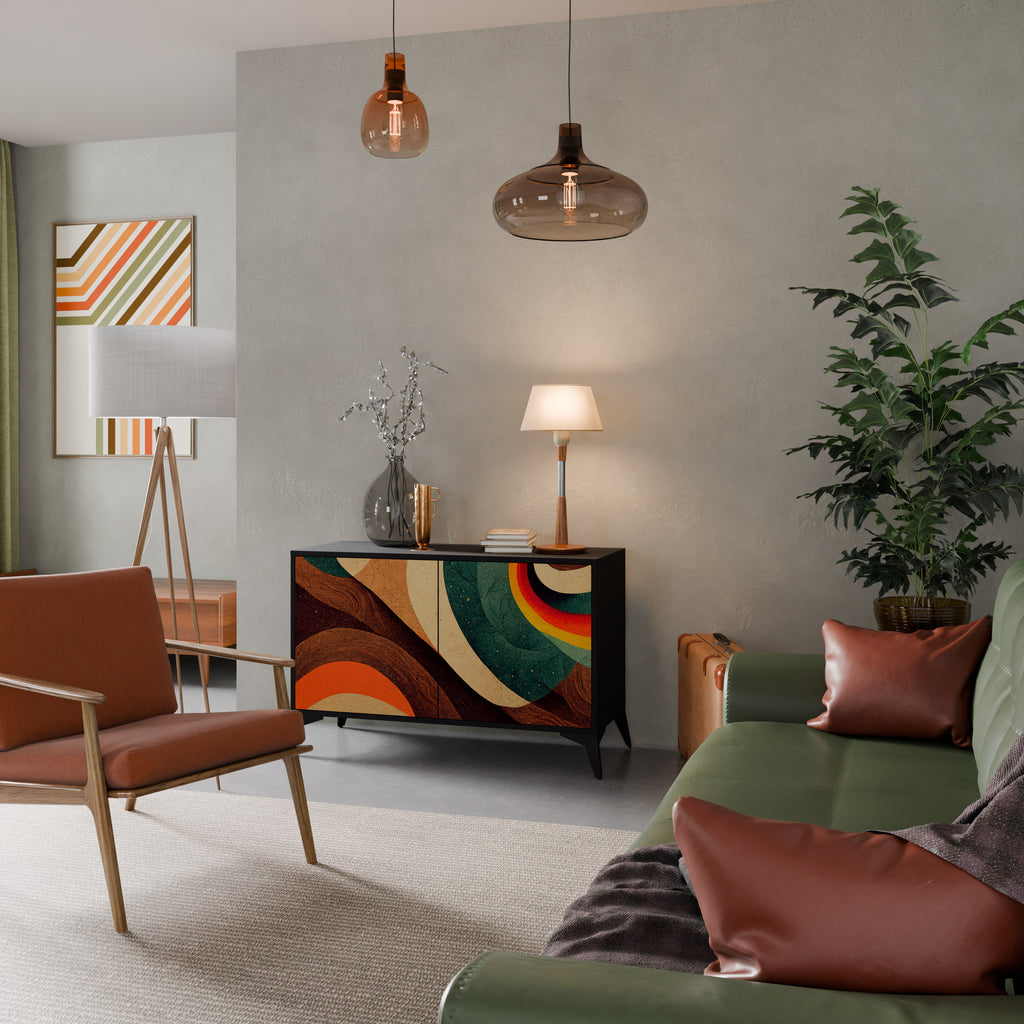 Aparador de 2 puertas COLORFUL STRANDS en acabado negro