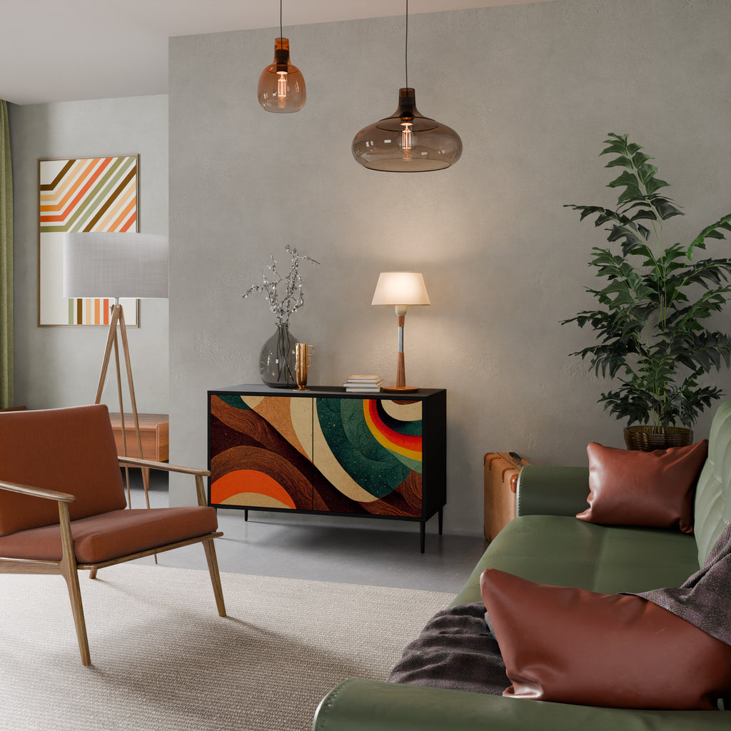 Aparador de 2 puertas COLORFUL STRANDS en acabado negro