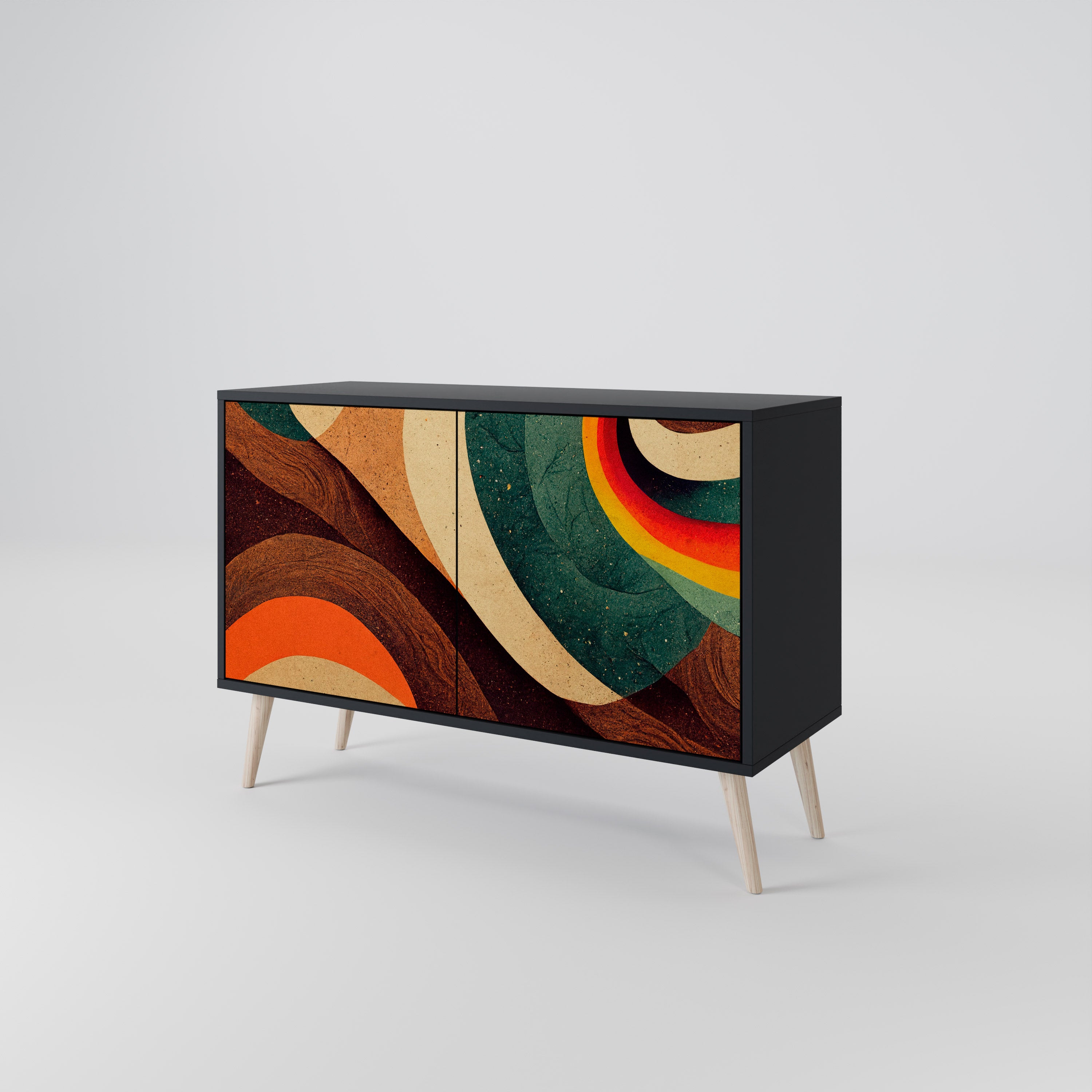 COLORFUL STRANDS 2-Door Sideboard in Black Finish