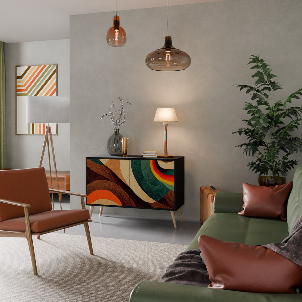 Aparador de 2 puertas COLORFUL STRANDS en acabado negro