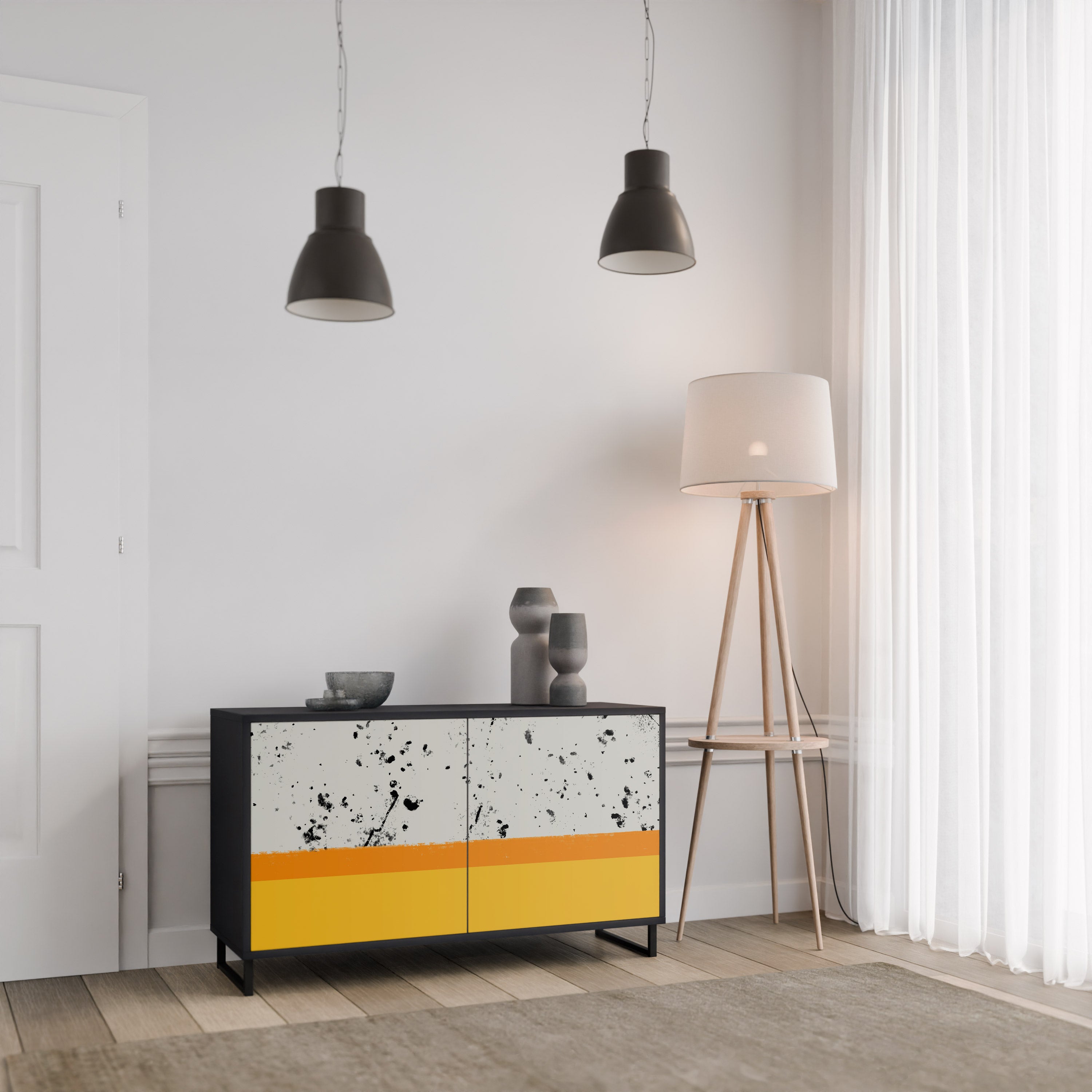 DYED BY ORANGE 2-Door Sideboard in Black Finish