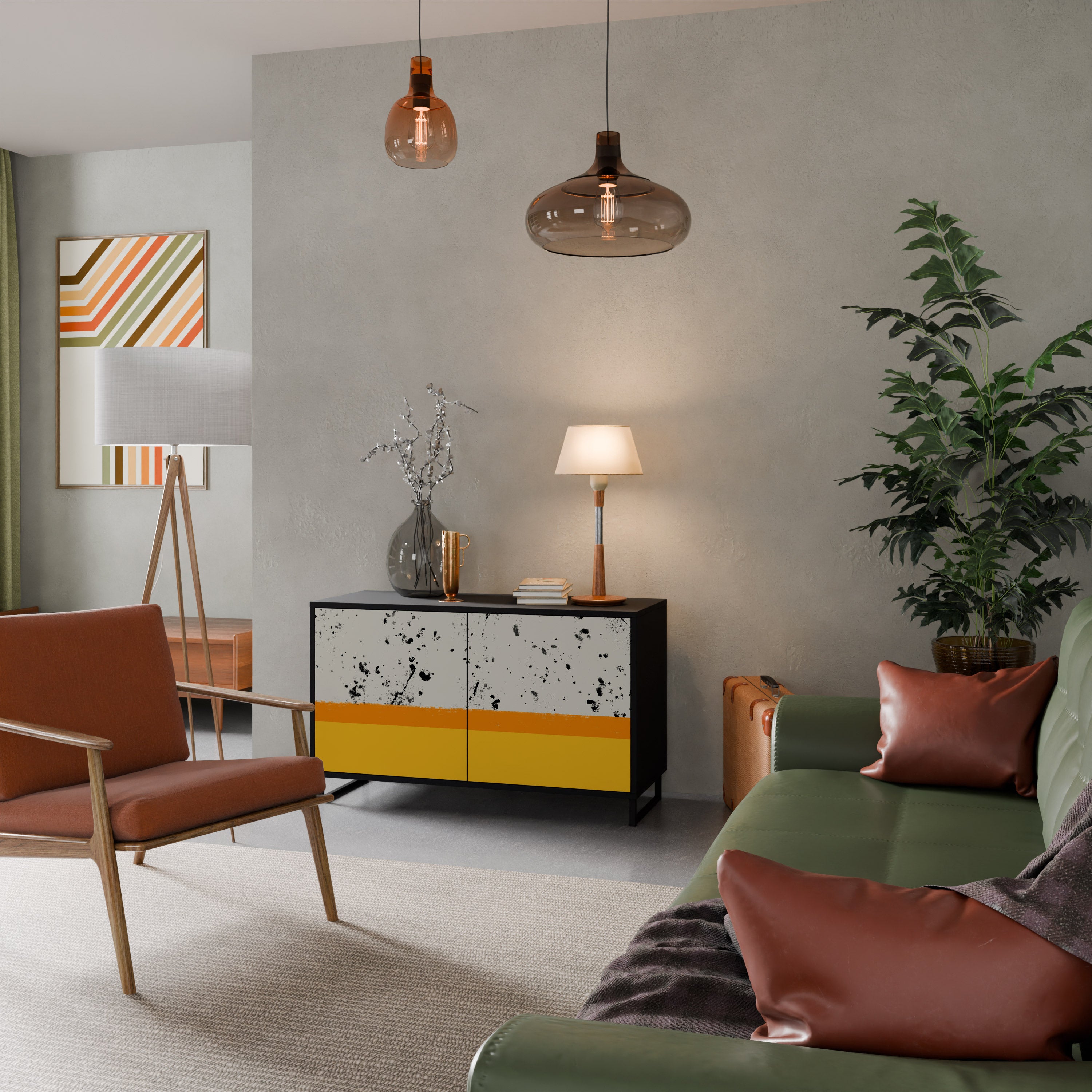 DYED BY ORANGE 2-Door Sideboard in Black Finish